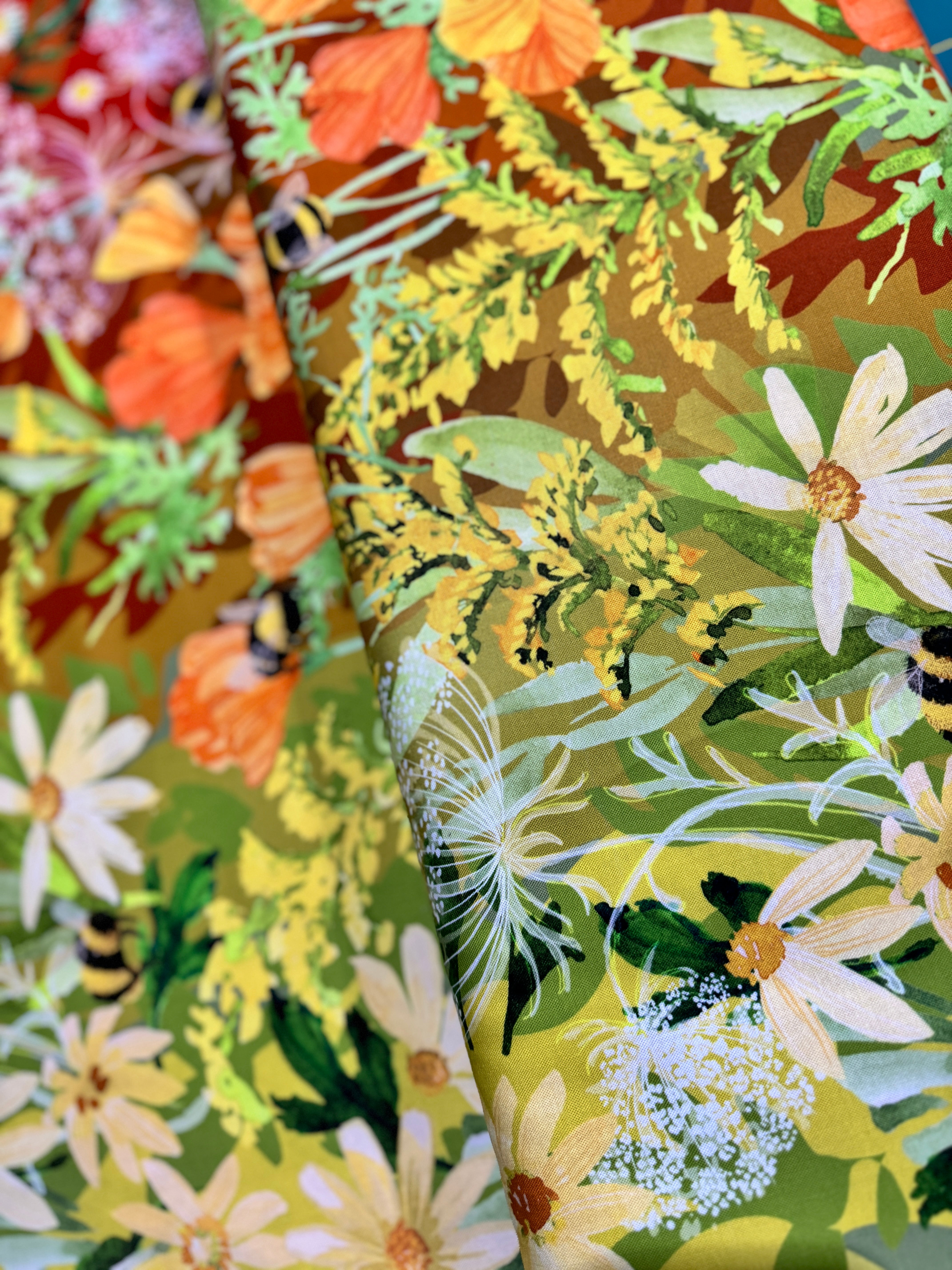 Wild Blossoms Rainbow – Wildflowers Ombre Fabric by Robin Pickens for Moda – Rainbow gradient cotton with floral print.