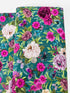 Midnight Garden Large Floral Teal cotton fabric by Danielle Leone – jewelled-tone blooms on teal background, 43″ wide