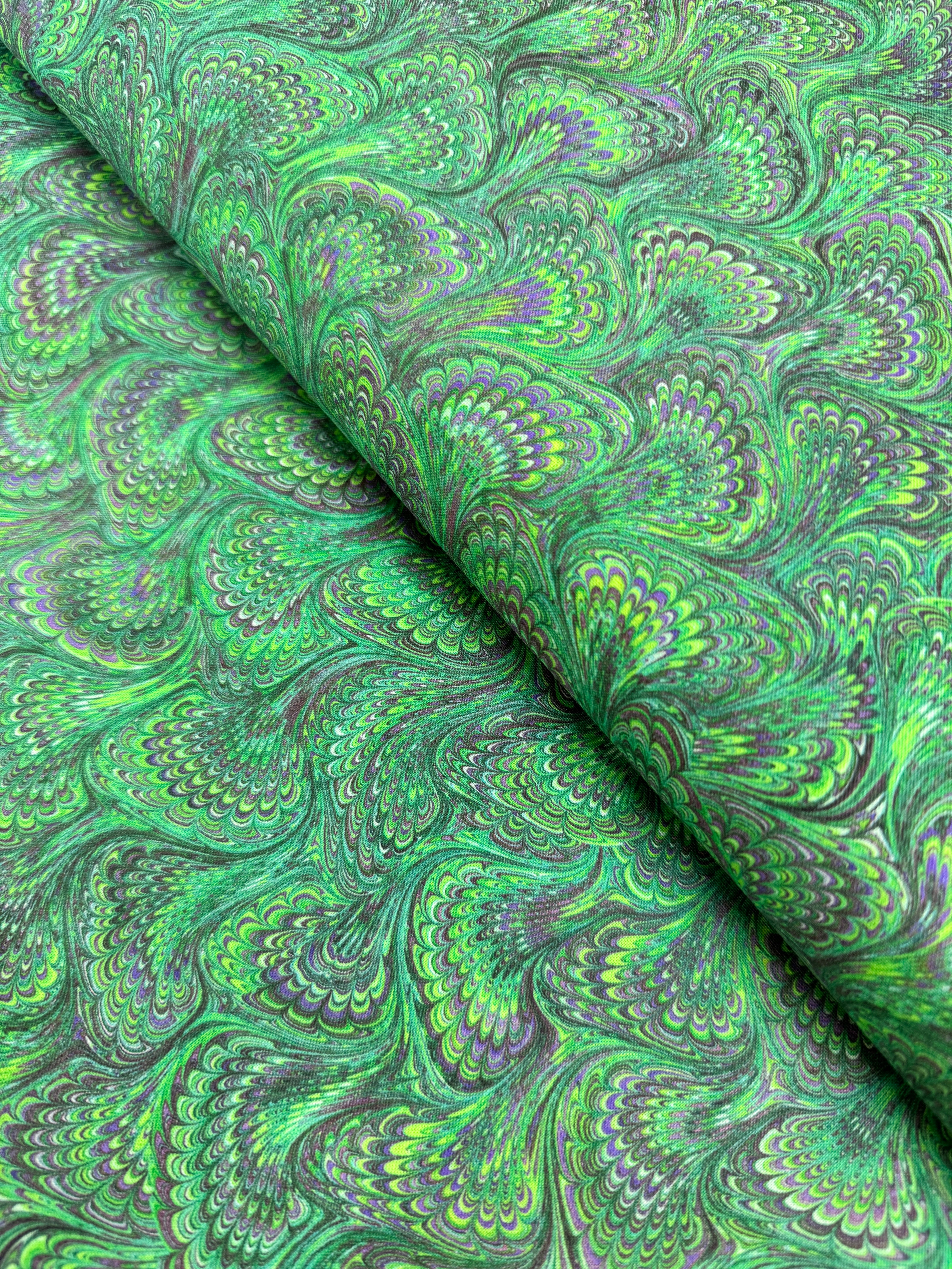 Emerald green marbled swirl print cotton quilting fabric by Aimee Stewart for Robert Kaufman
