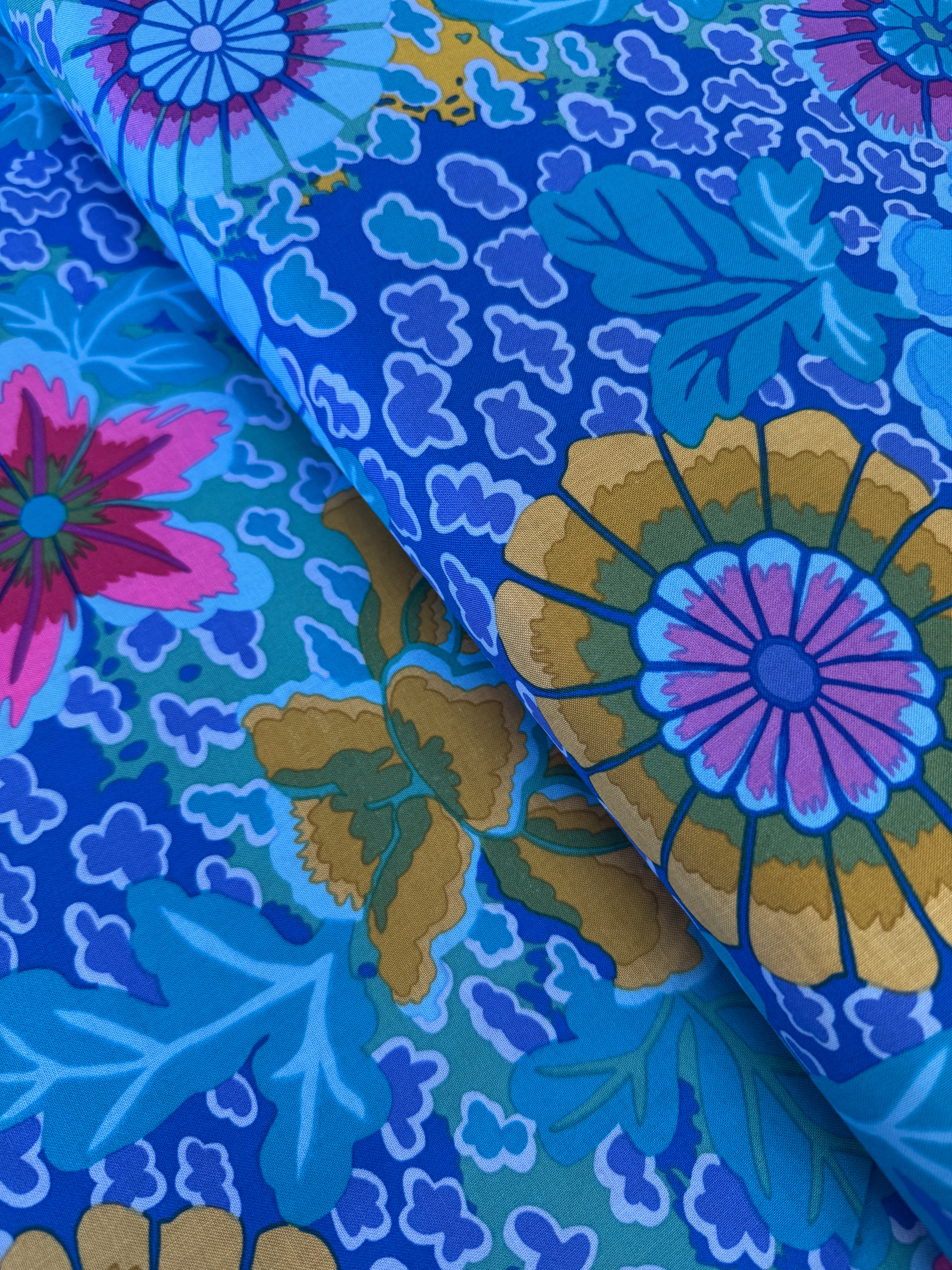 Kaffe Fassett Dream Blue floral fabric by FreeSpirit