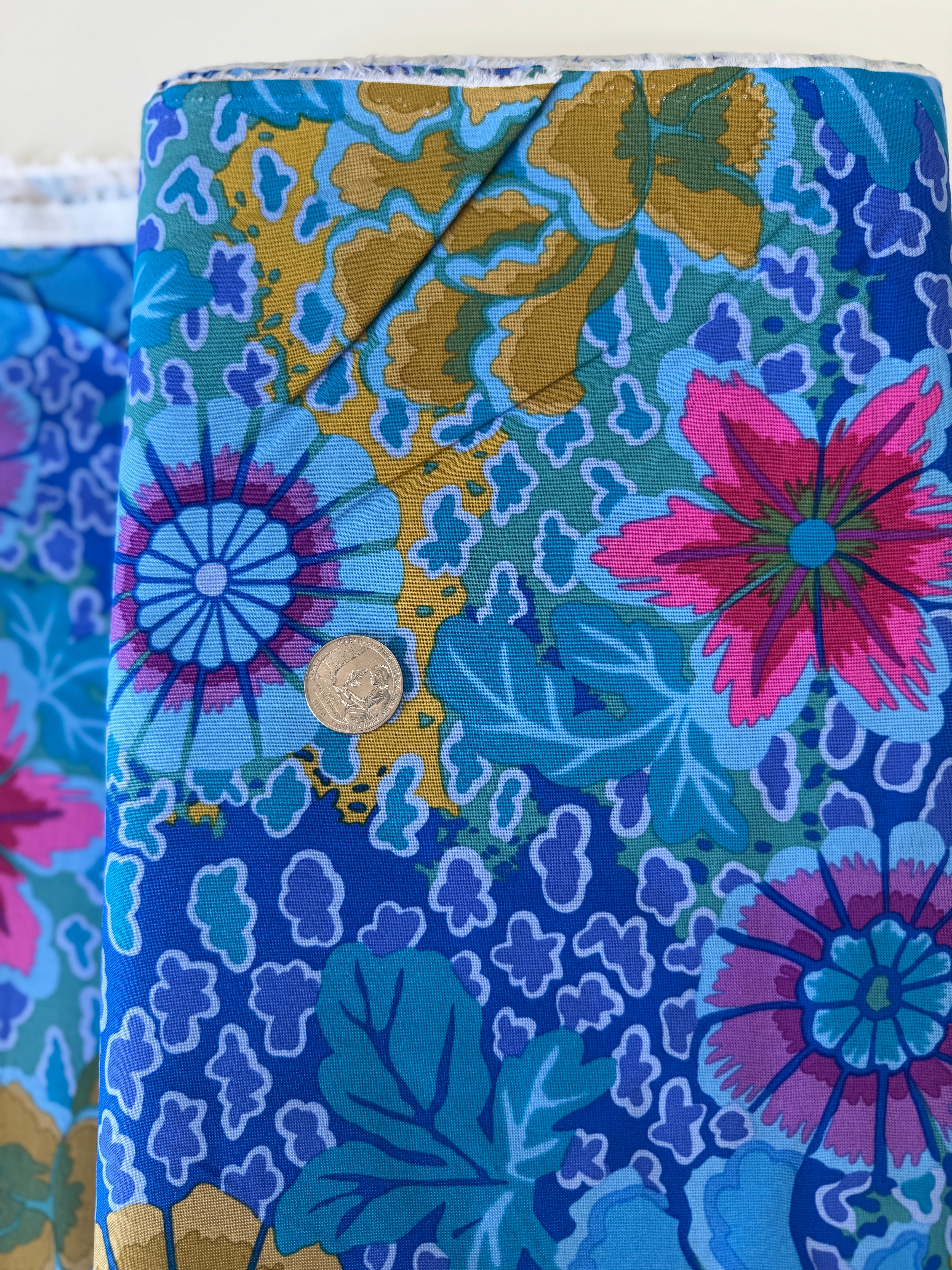 Kaffe Fassett Dream Blue floral fabric by FreeSpirit