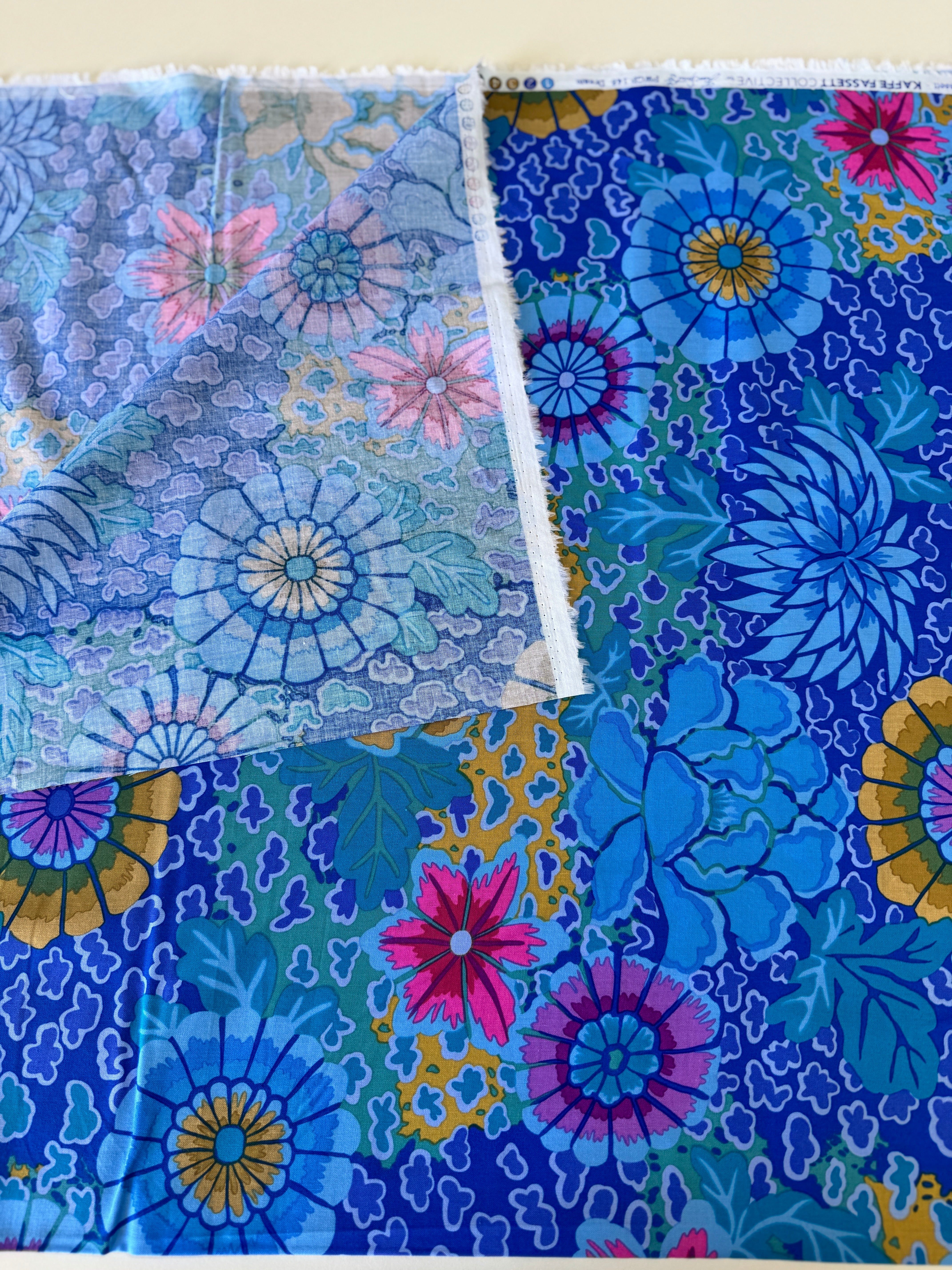 Kaffe Fassett Dream Blue floral fabric by FreeSpirit