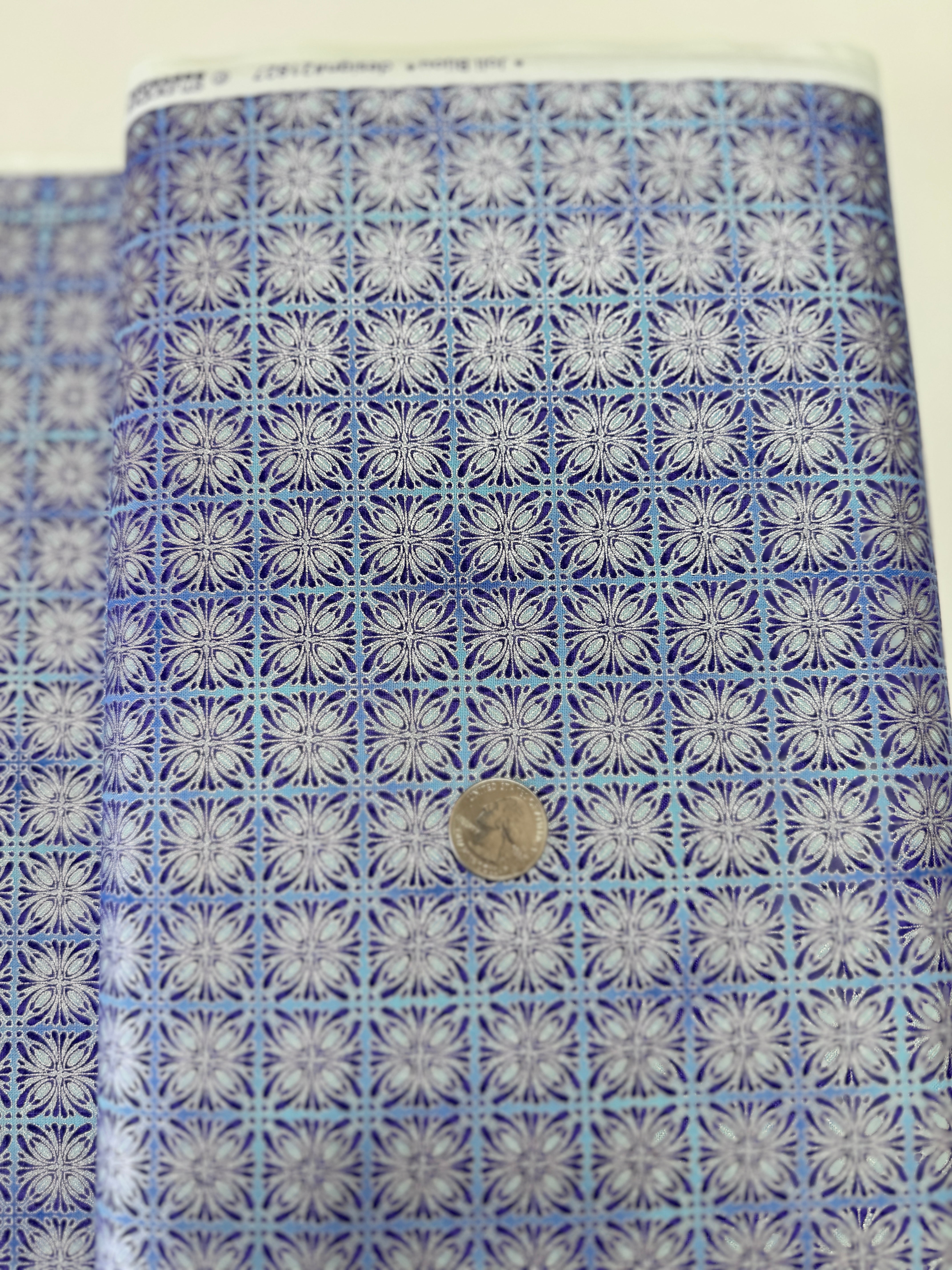 Joli Bijou - Tile Blue Jay Metallic Yardage