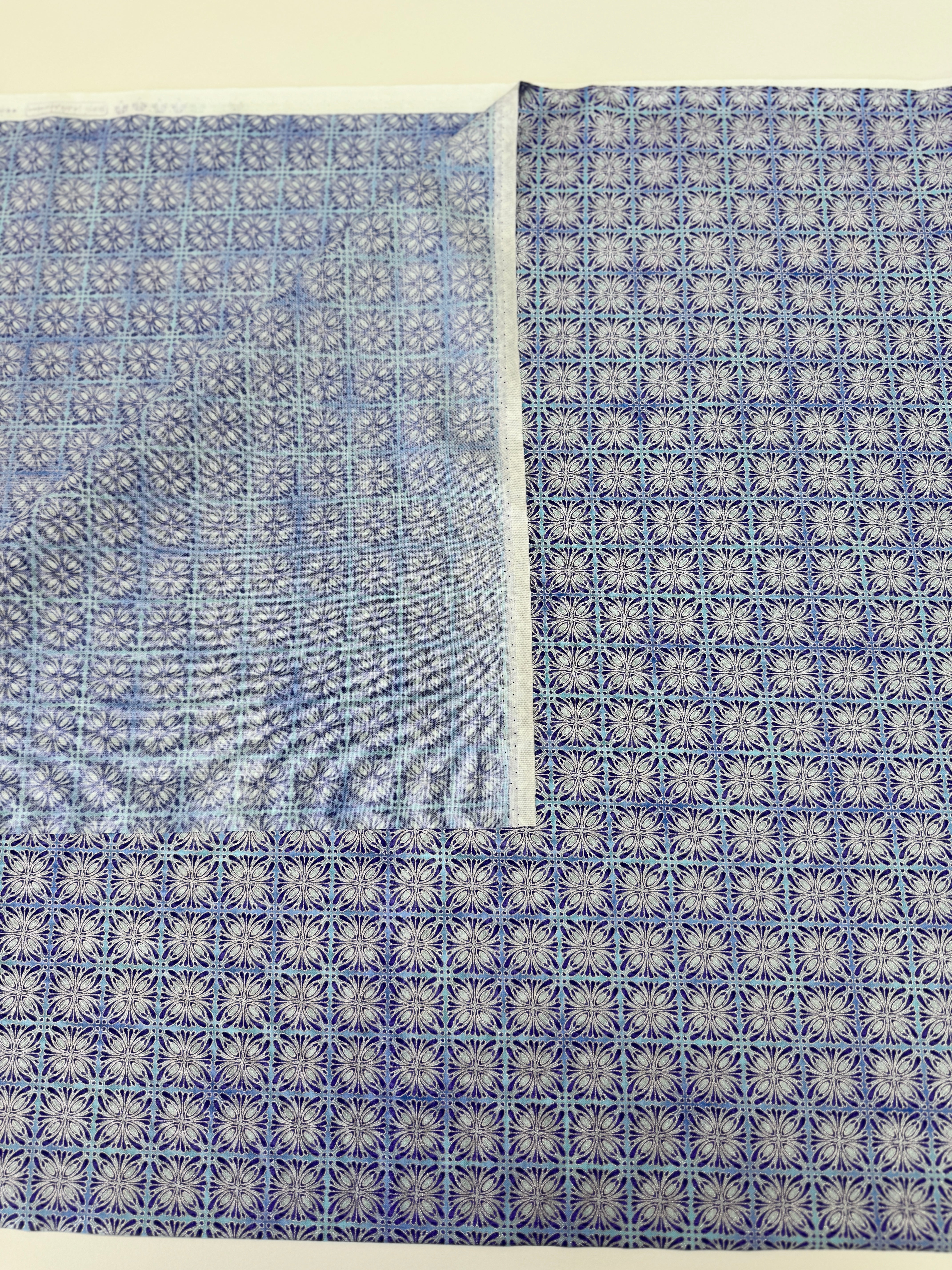 Joli Bijou Tile Blue Jay Silver Metallic Fabric – Robert Kaufman Metallic Cotton