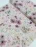 Blooming Lovely – Petal Journal Collage fabric by Janet Clare for Moda Fabrics with layered script, florals, and blush tones.
