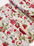 Berry Sweet Strawberries Market Collage Beige Fabric by Timeless Treasures – digitally printed red strawberry and market text design on beige cotton