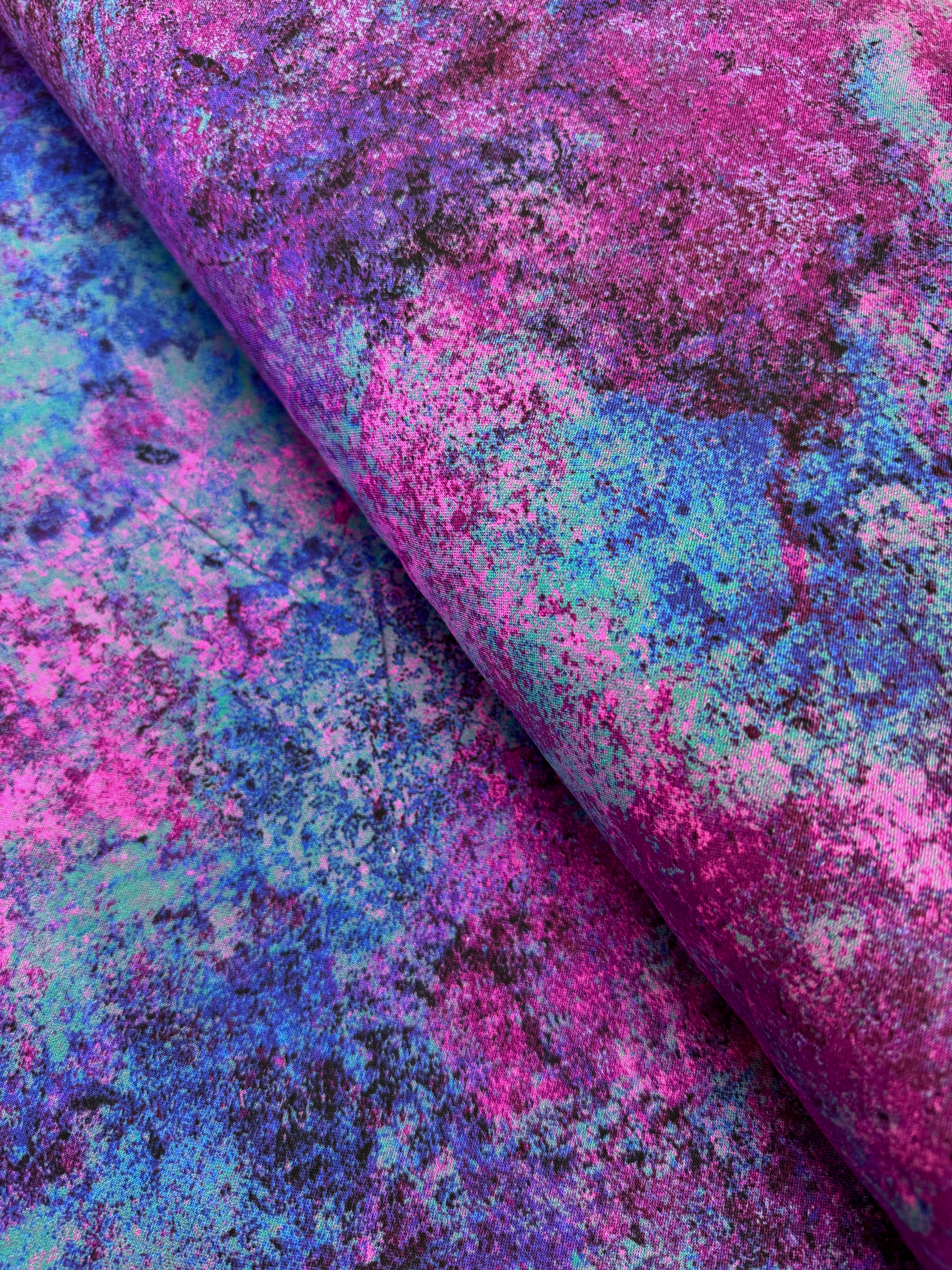 Stonehenge Multi Mixers Night Shade 108" wide backing cotton fabric by Linda Ludovico for Northcott – purple and blue textured print