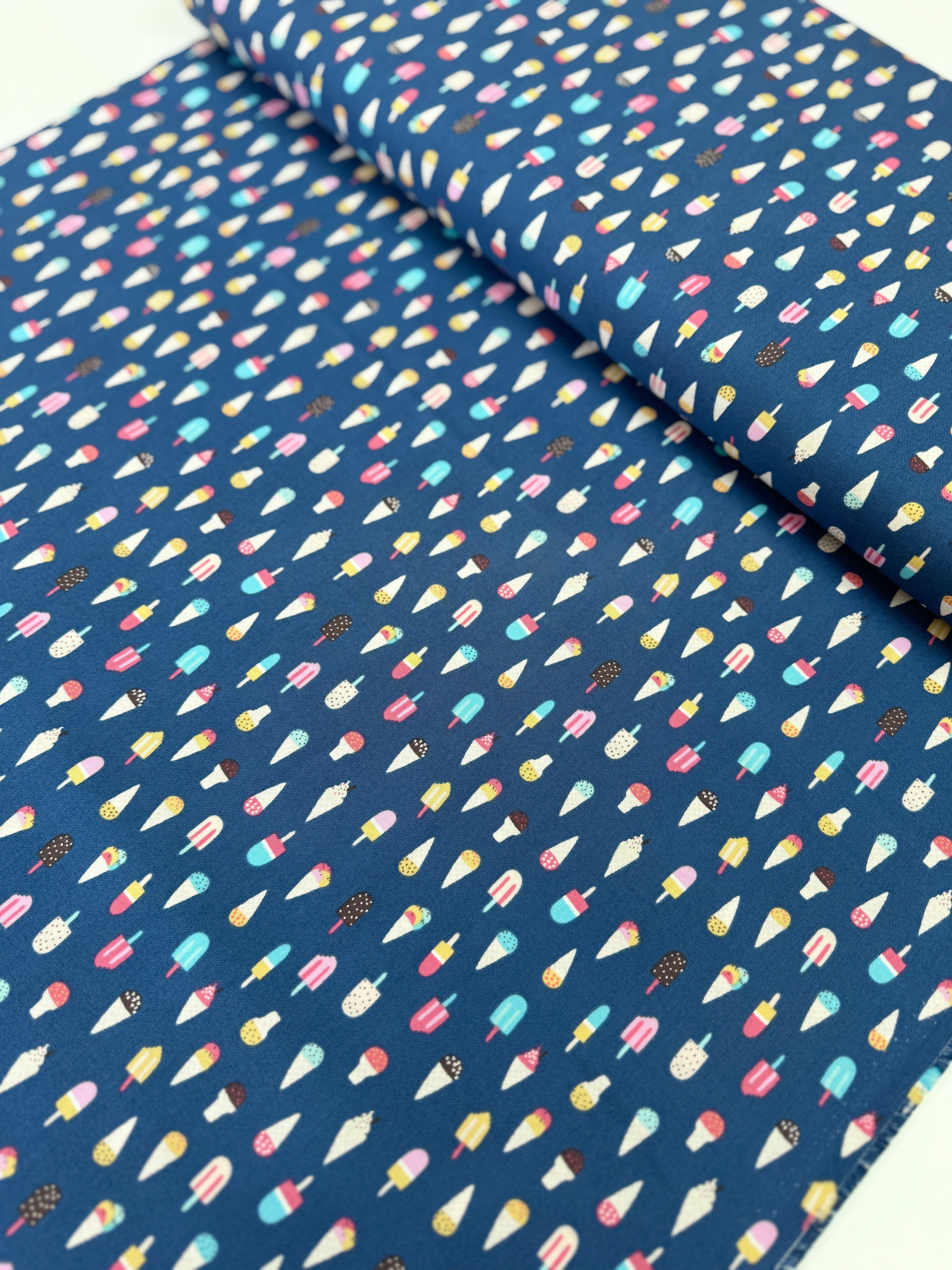 Ice Cream Regatta fabric by Dear Stella – blue nautical cotton with whimsical ice cream cones