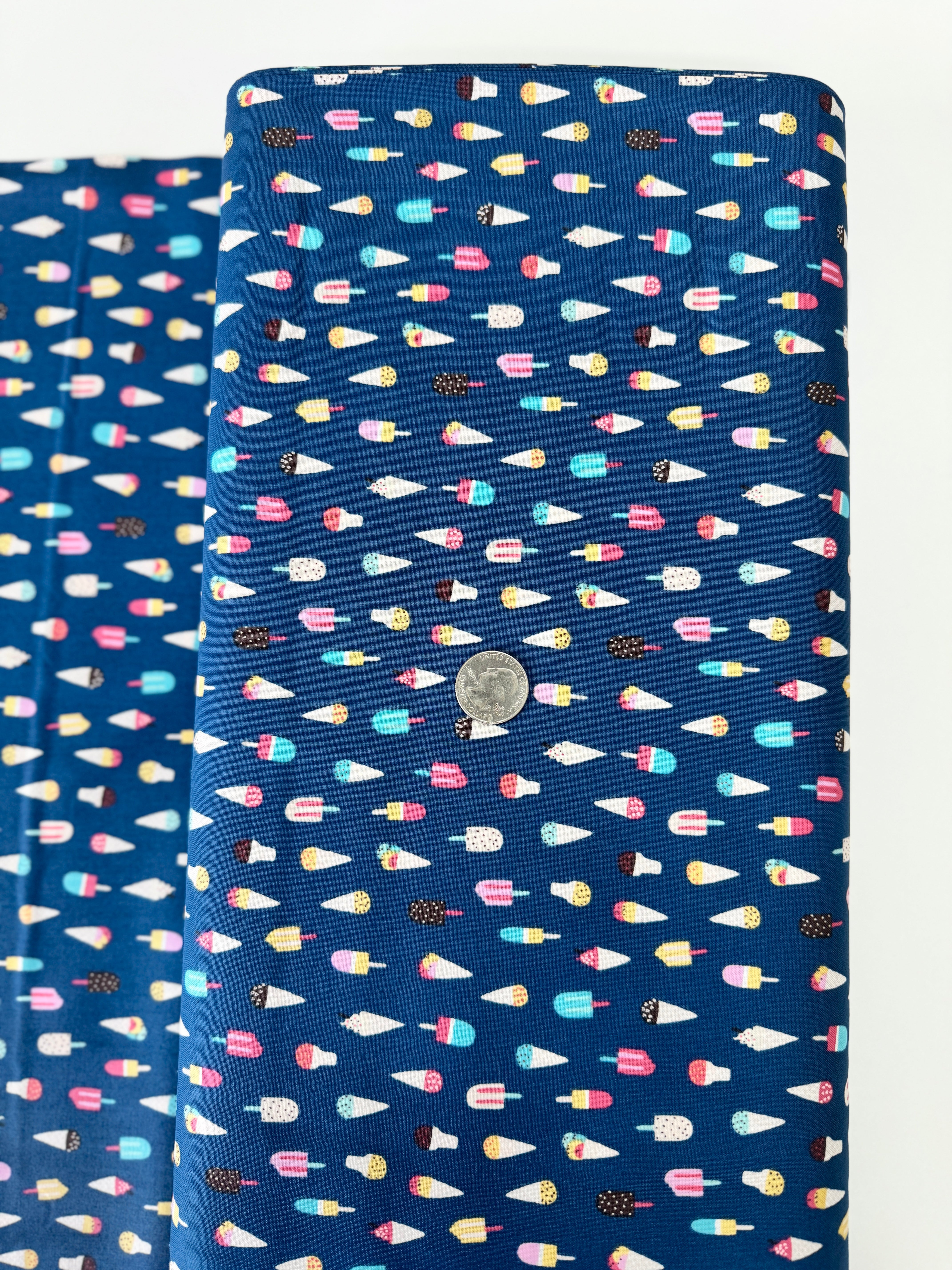 Ice Cream Regatta fabric by Dear Stella – blue nautical cotton with whimsical ice cream cones