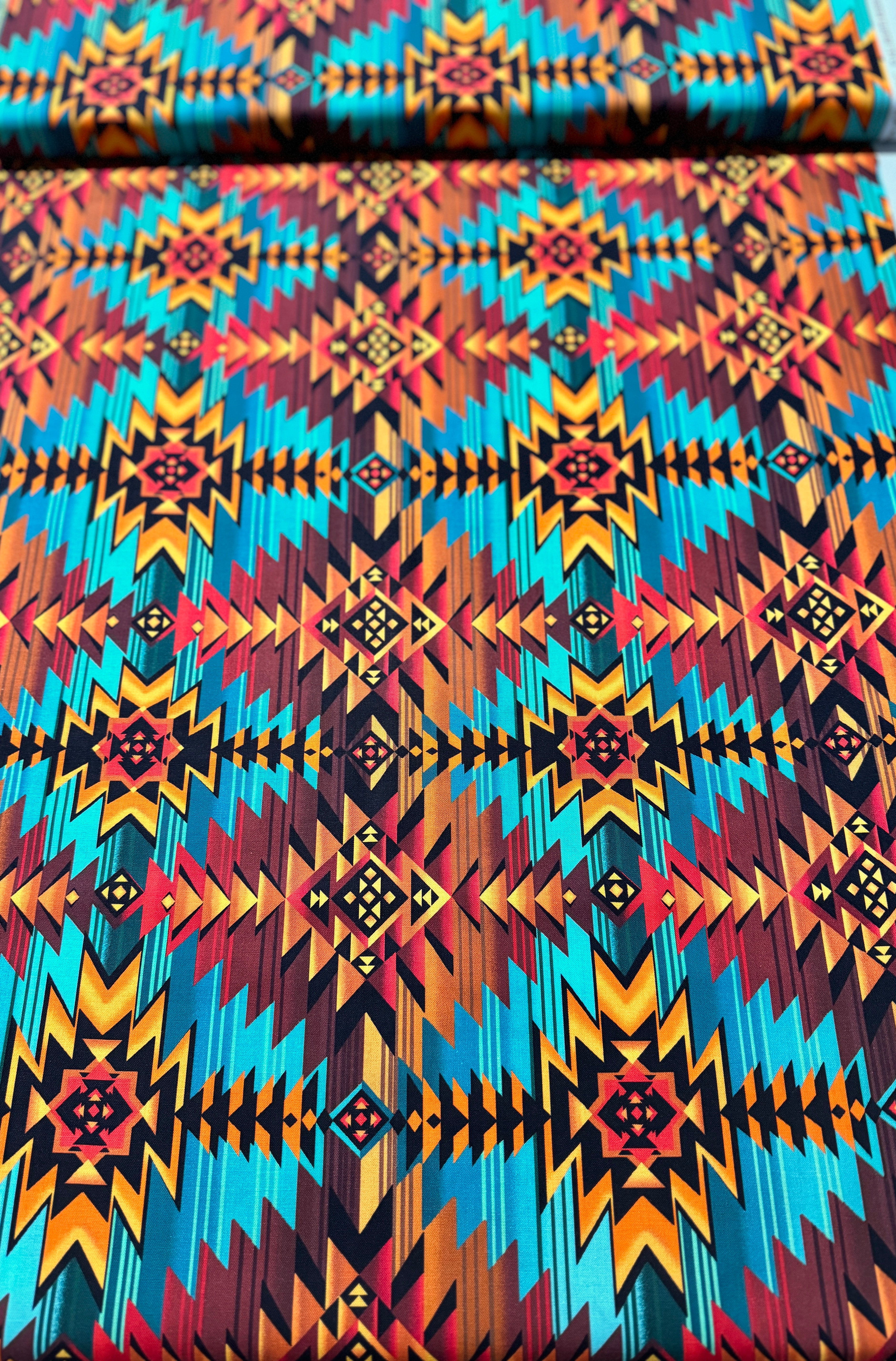 Southwest Blanket Print Teal Yardage
