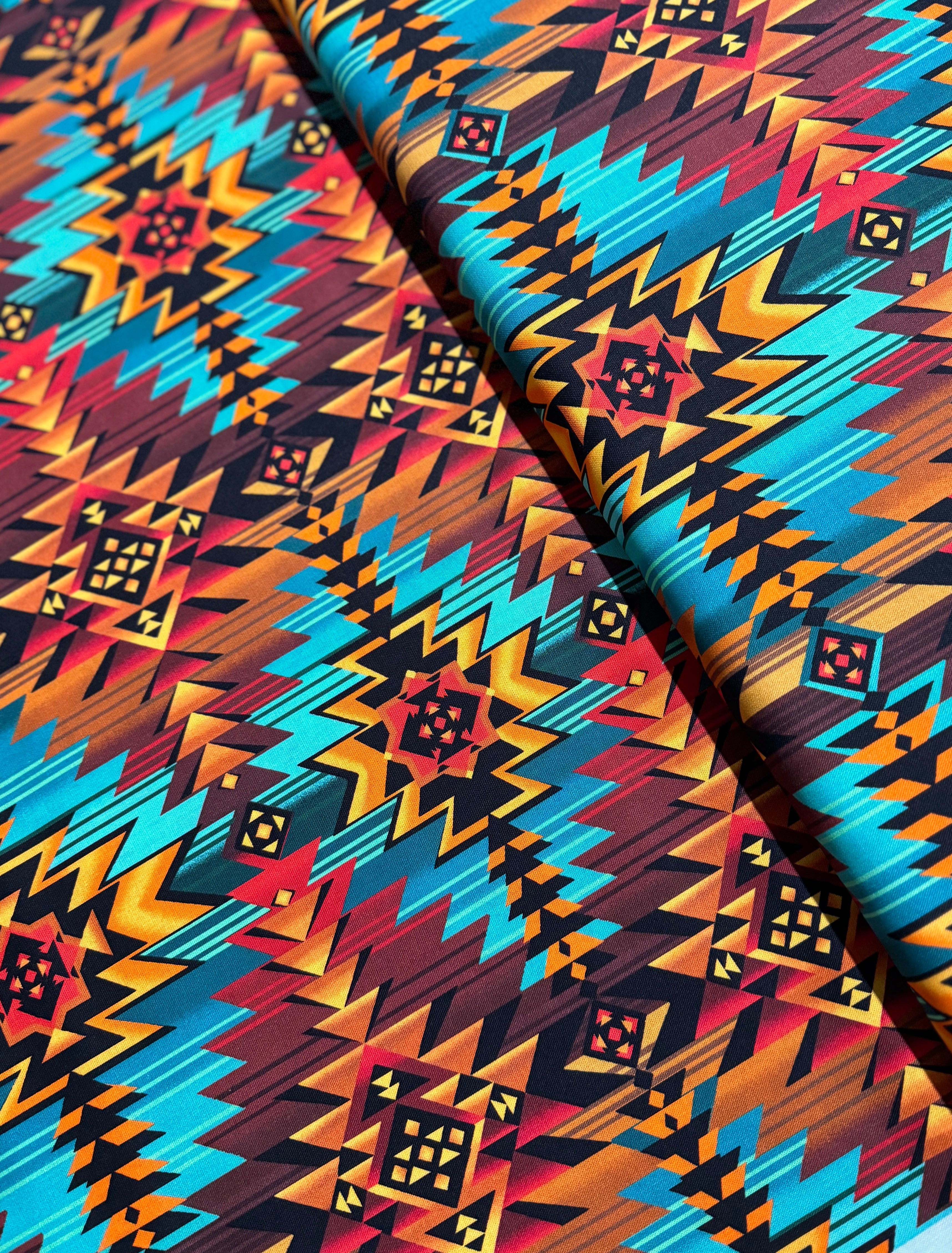 Southwest Blanket Print Teal Yardage