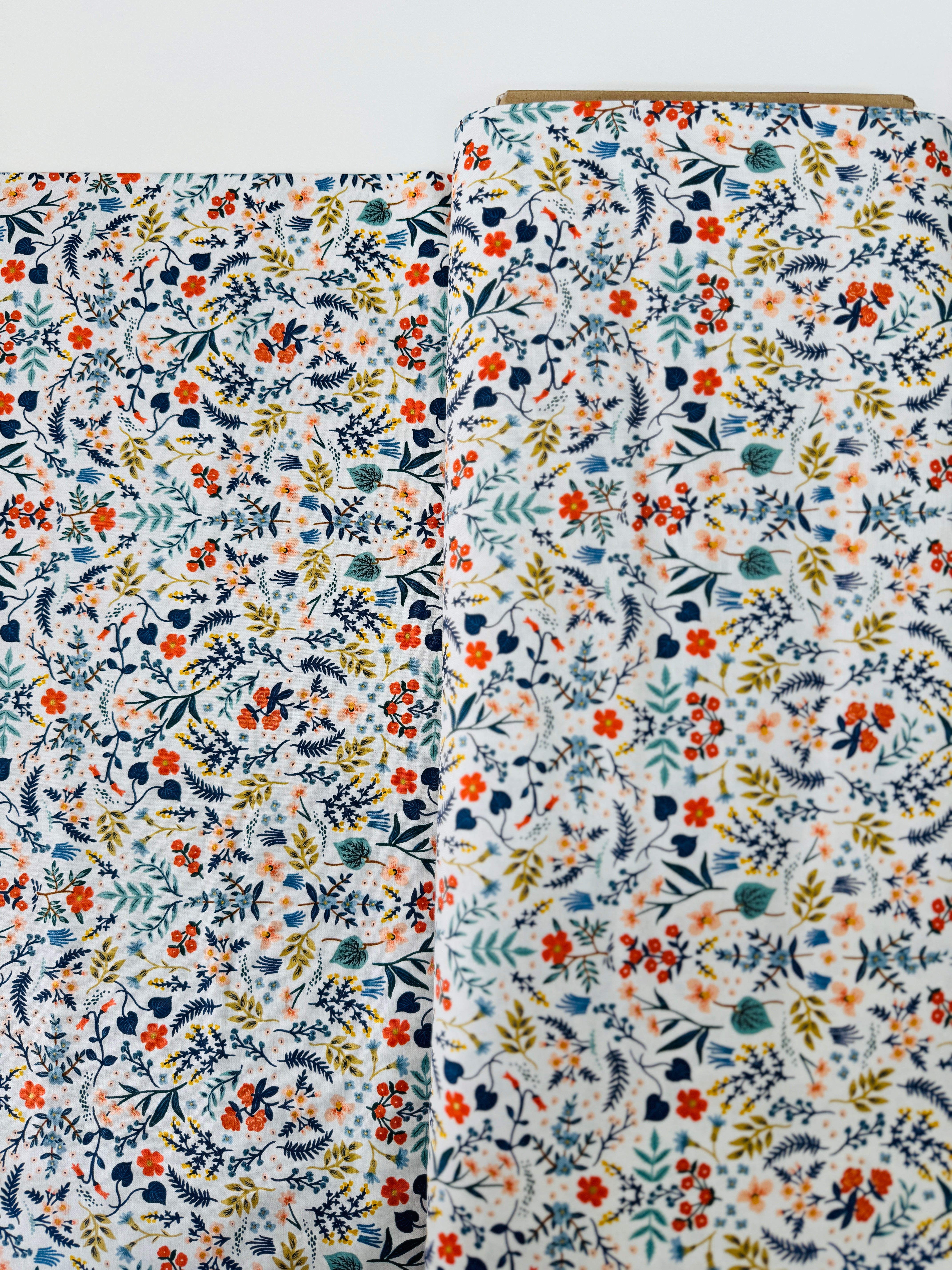 Wildwood White Metallic Fabric by Rifle Paper Co. for Cotton + Steel – gold botanical design on white cotton