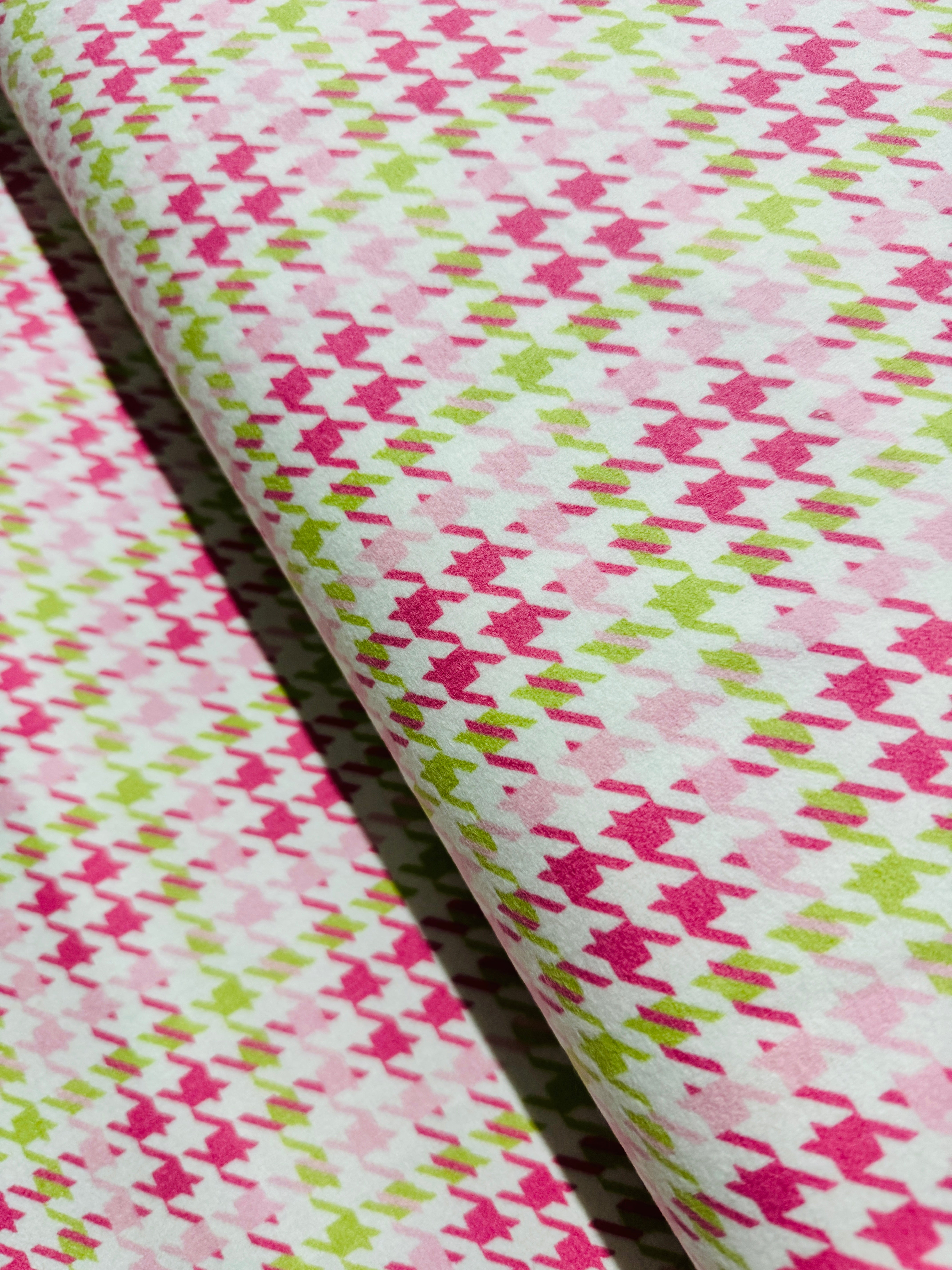 Cozy Cotton Flannel - Houndstooth Pink Yardage