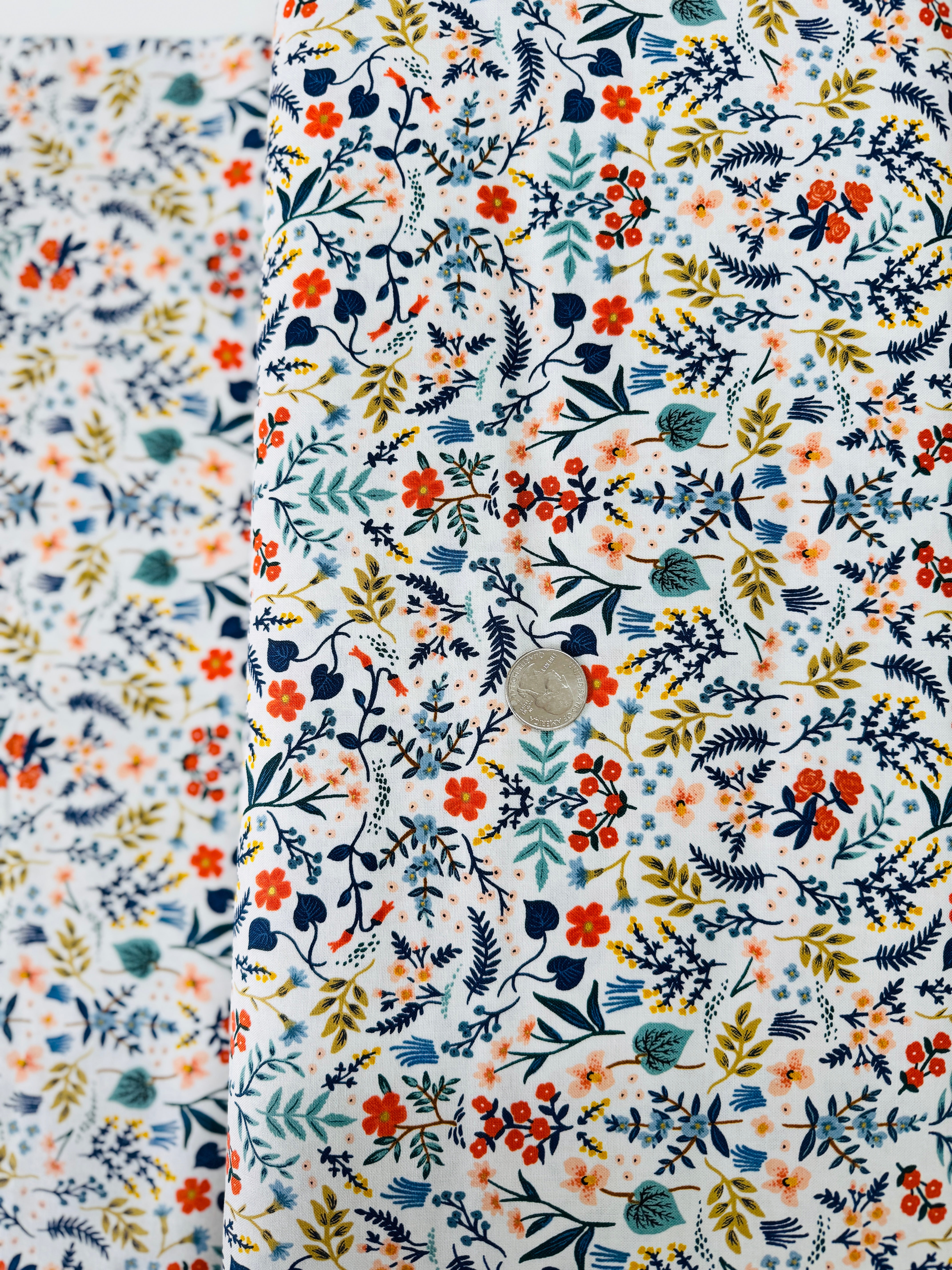 Wildwood White Metallic Fabric by Rifle Paper Co. for Cotton + Steel – gold botanical design on white cotton