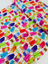 Sweet Tooth Popsicles fabric by Mary Lake Thompson for Robert Kaufman Fabrics – colorful popsicles on white background, 100% cotton quilting fabric.