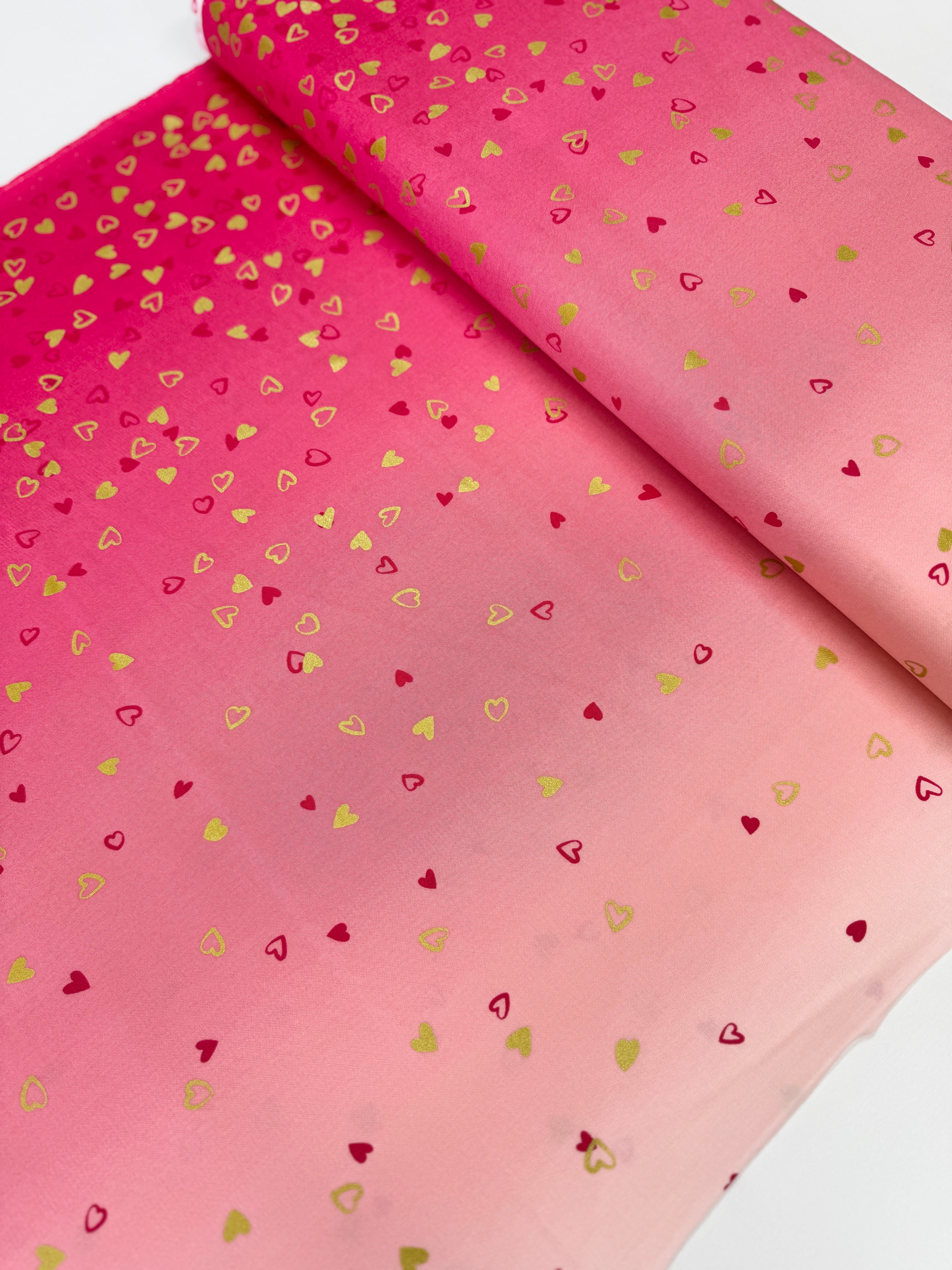 I Heart Ombre Metallic - Hot Pink Yardage