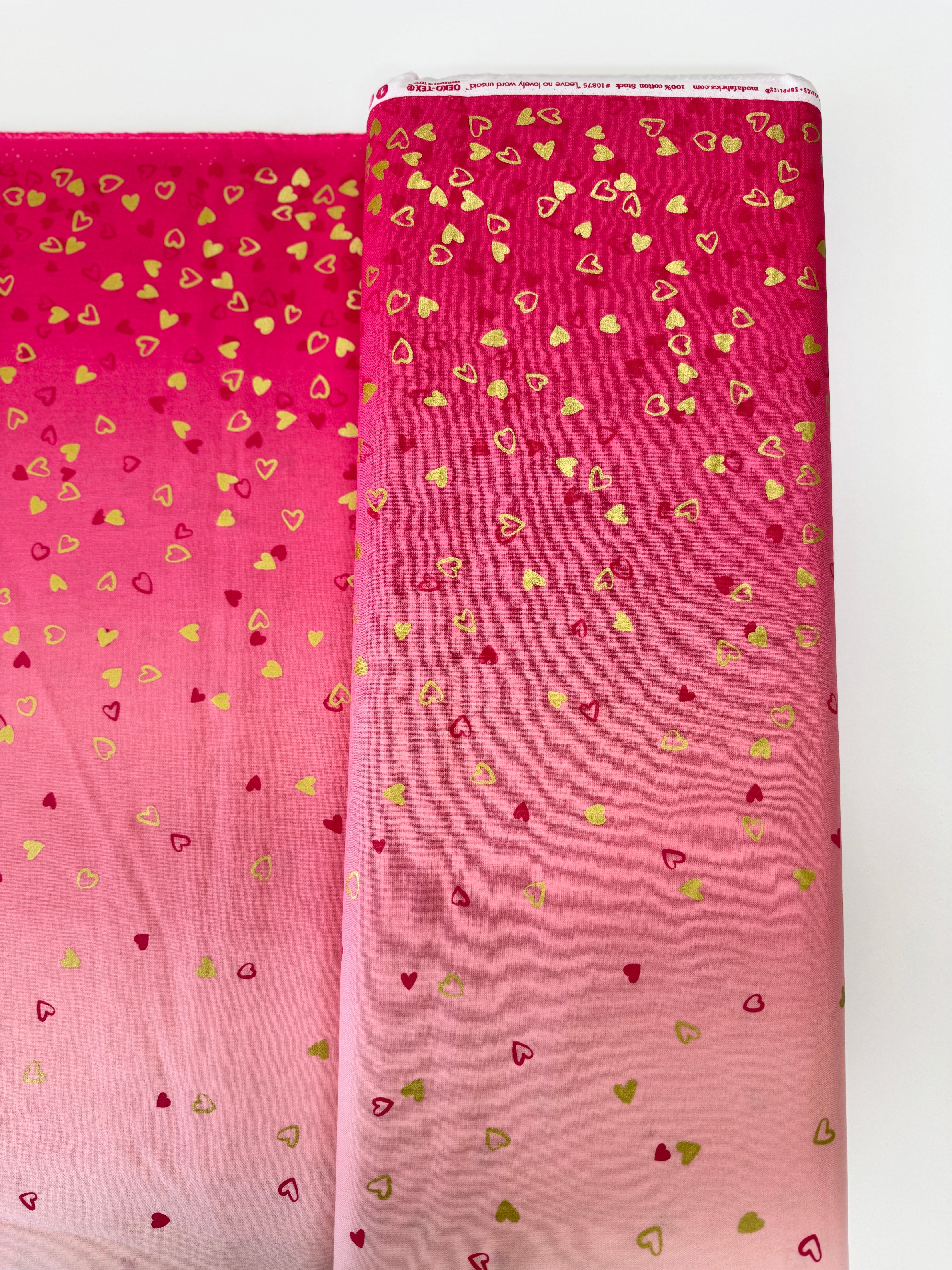 I Heart Ombre Metallic - Hot Pink Yardage