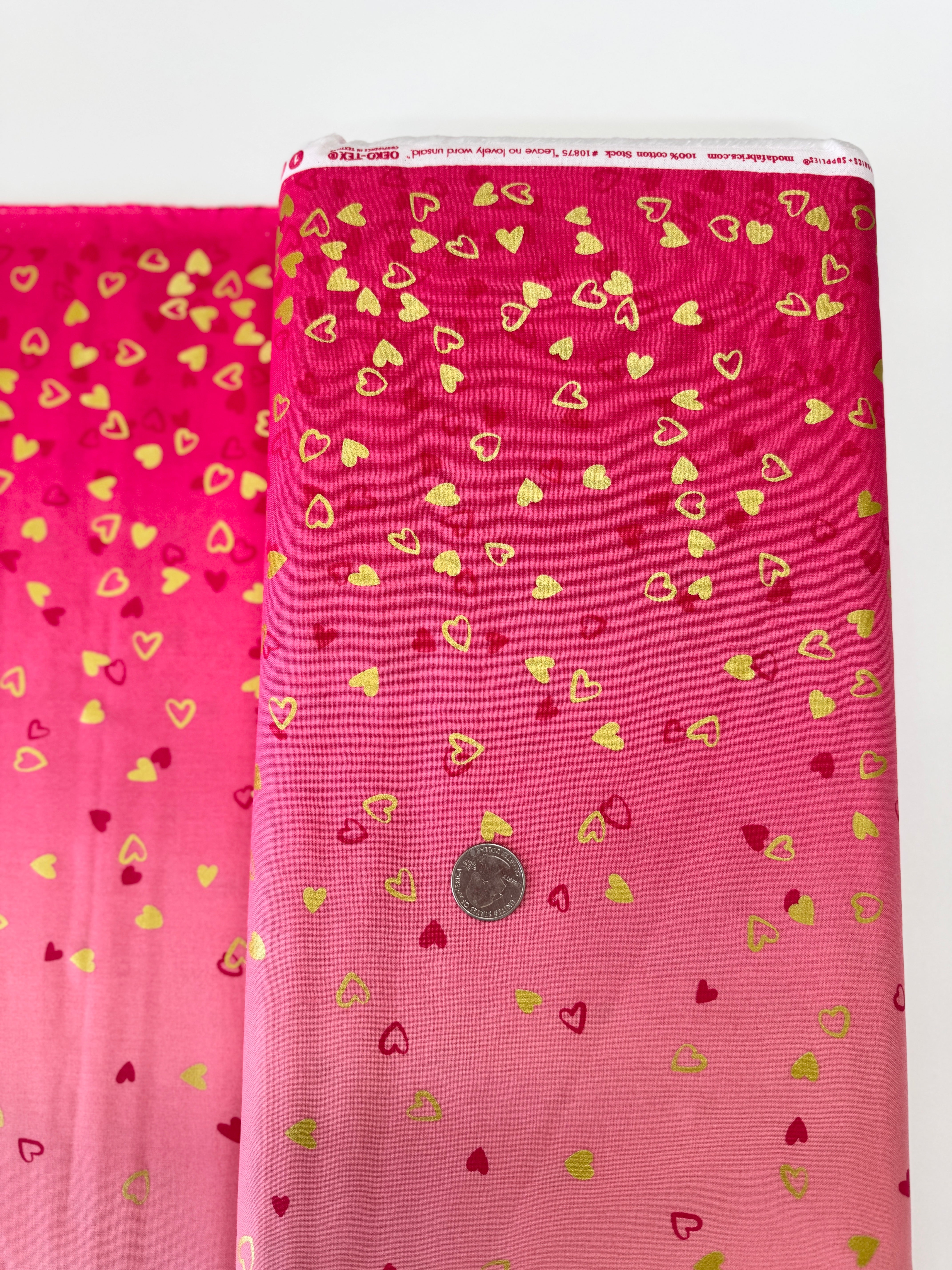 I Heart Ombre Metallic - Hot Pink Yardage