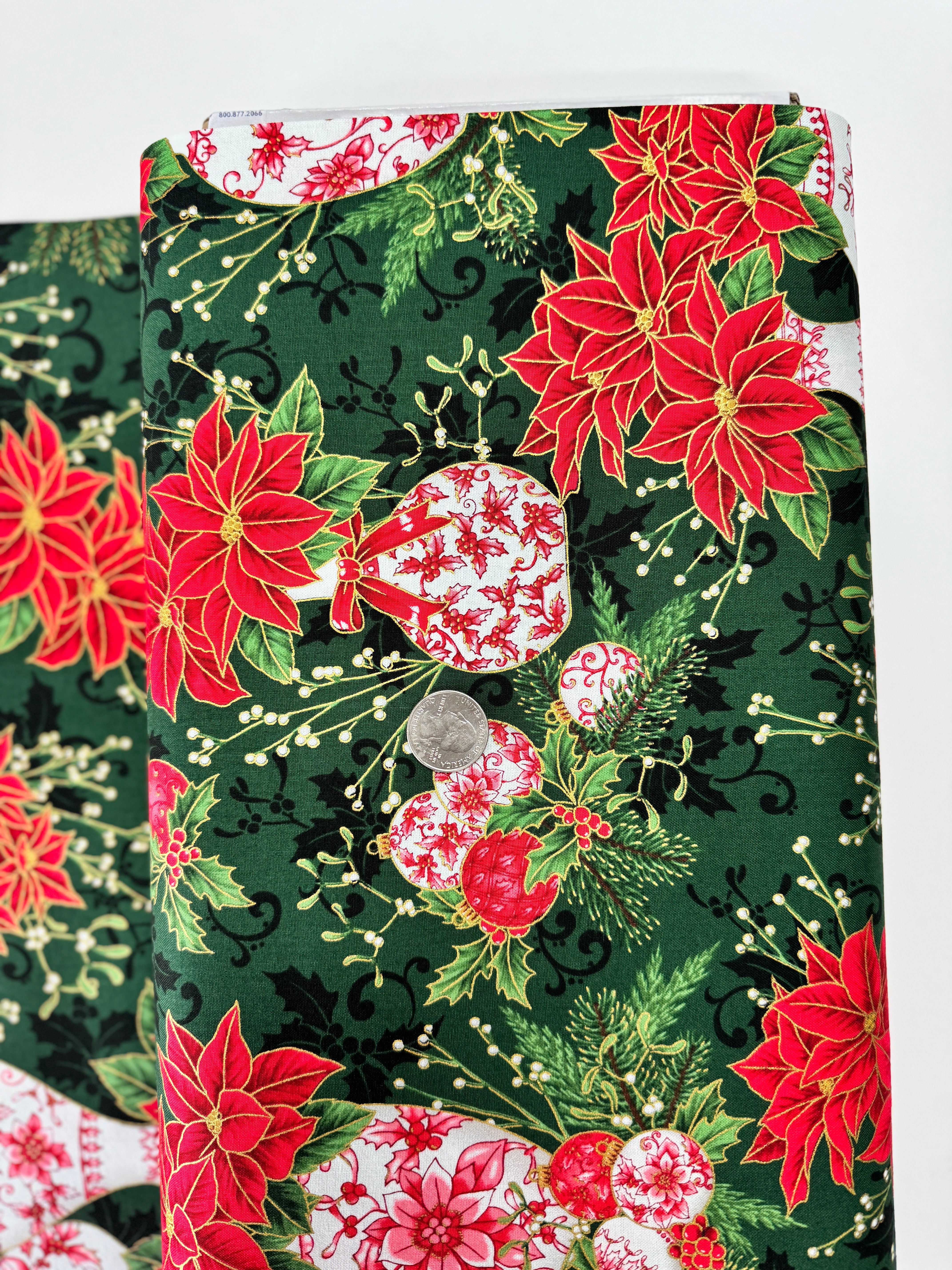 Holiday Flourish Festive Finery Vases Pine Gold Metallic Quilting Cotton by Studio RK for Robert Kaufman Fabrics – Christmas sewing fabric