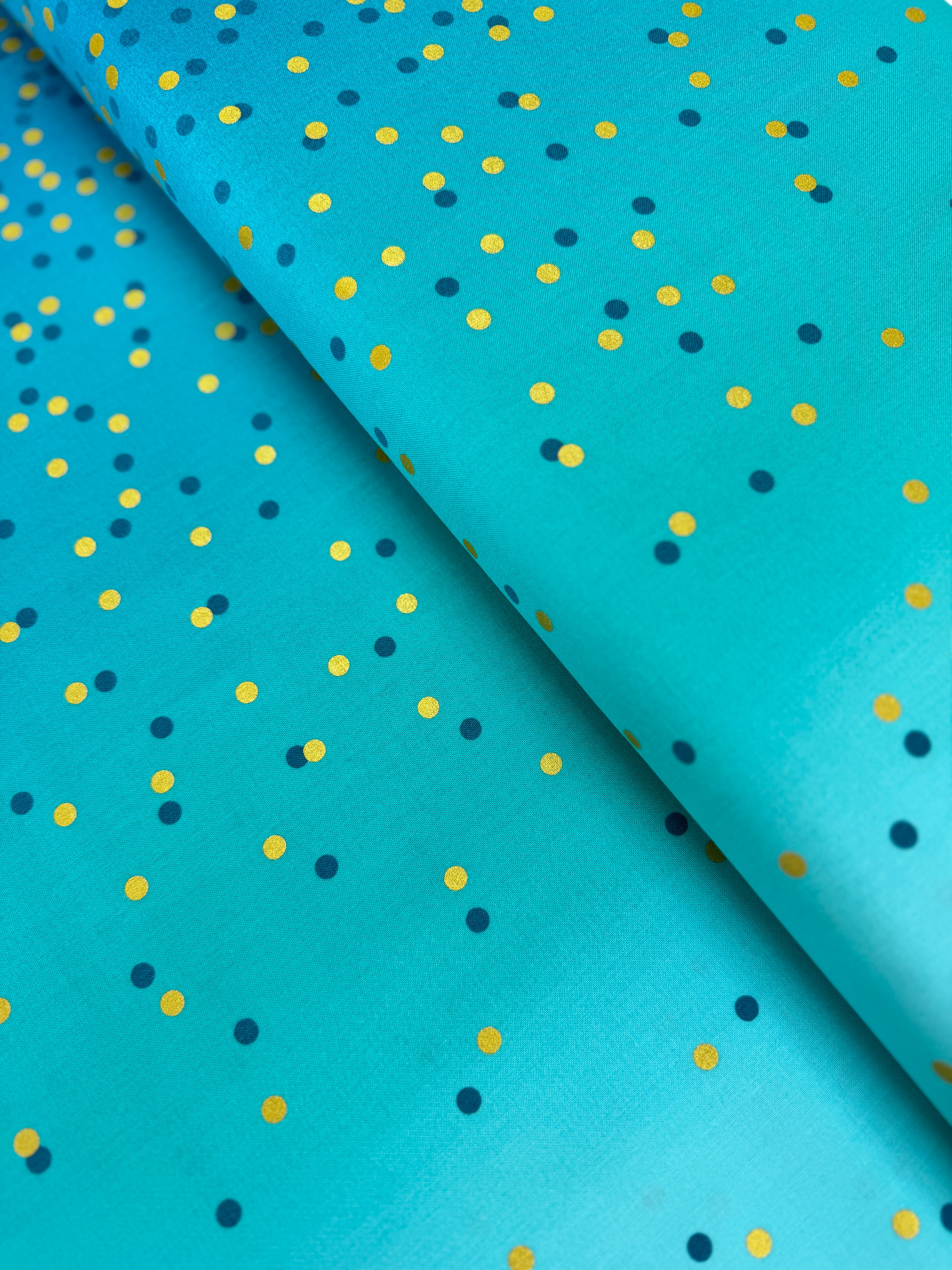 Ombre Confetti Metallic Turquoise Quilting Cotton Fabric by V and Co. for Moda Fabrics – 43/44″ wide – 10871-208M