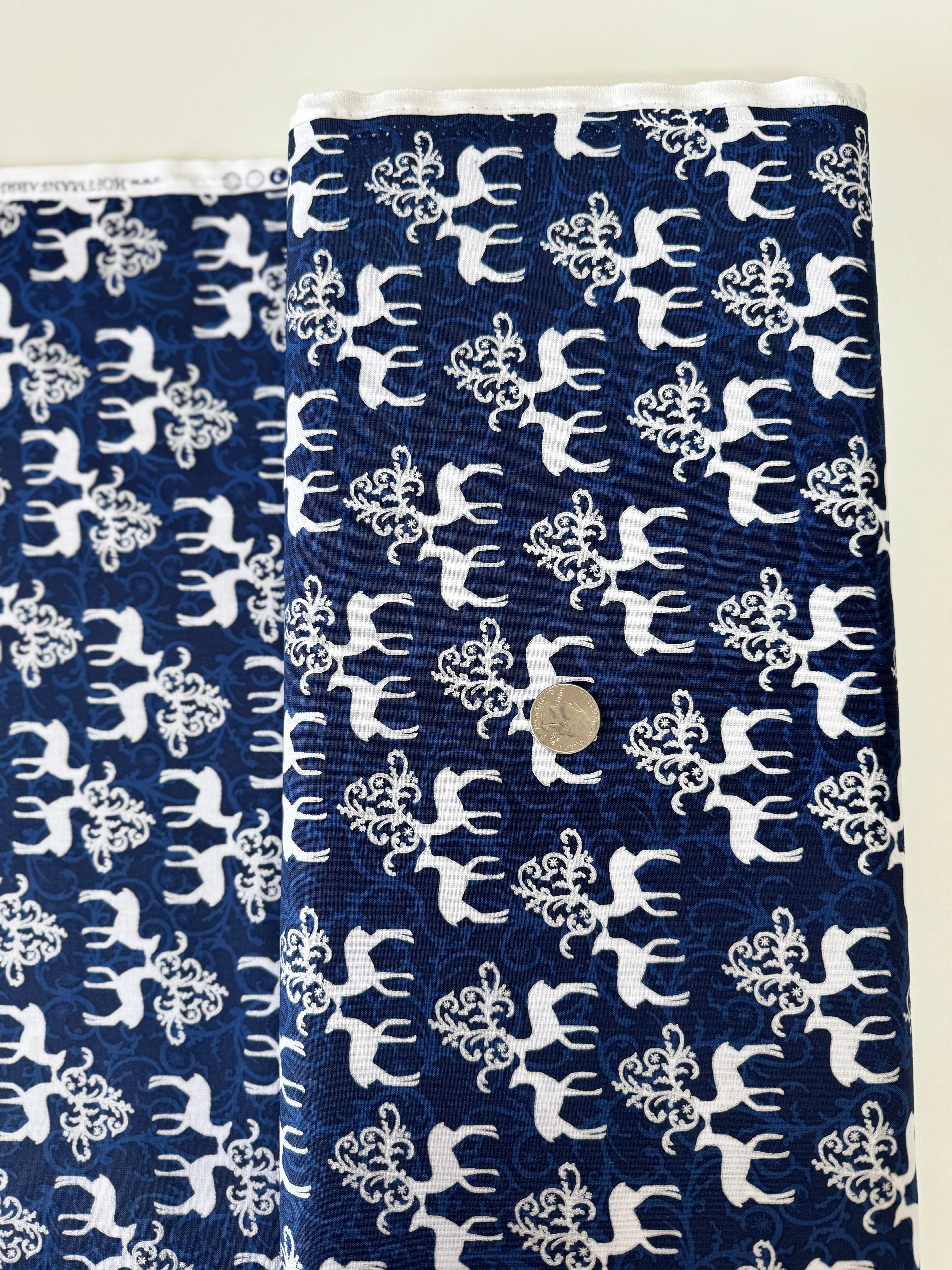 Oh What Fun – Royal Blue Quilting Cotton with Silver Metallic Accent by Hoffman Fabrics – 43/44″ wide – P4352-18S-ROYAL-SILVER