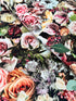 Serene Daydream – Rose Spectrum Digital Print by Hoffman Fabrics, quilting cotton with delicate pink, peach & white roses and green foliage – U5132-63