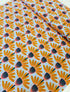 Love Always AM – Echinacea Morning Cotton Lawn by Anna Maria Horner featuring large yellow and coral echinacea flowers on a sky blue background.