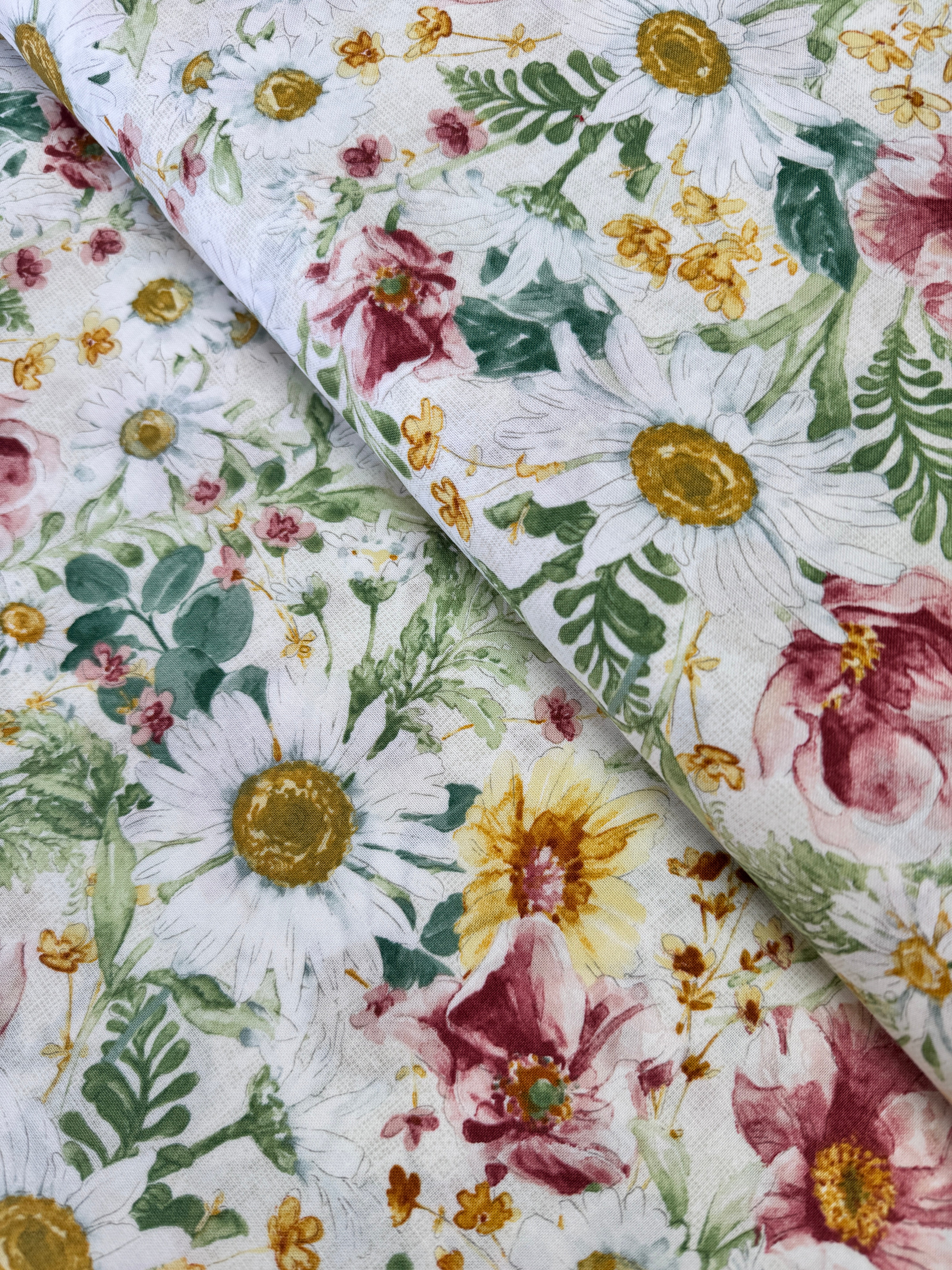 Daisy Days Packed Floral Cream fabric by Beth Grove for Wilmington Prints – premium cotton with cheerful daisy floral design