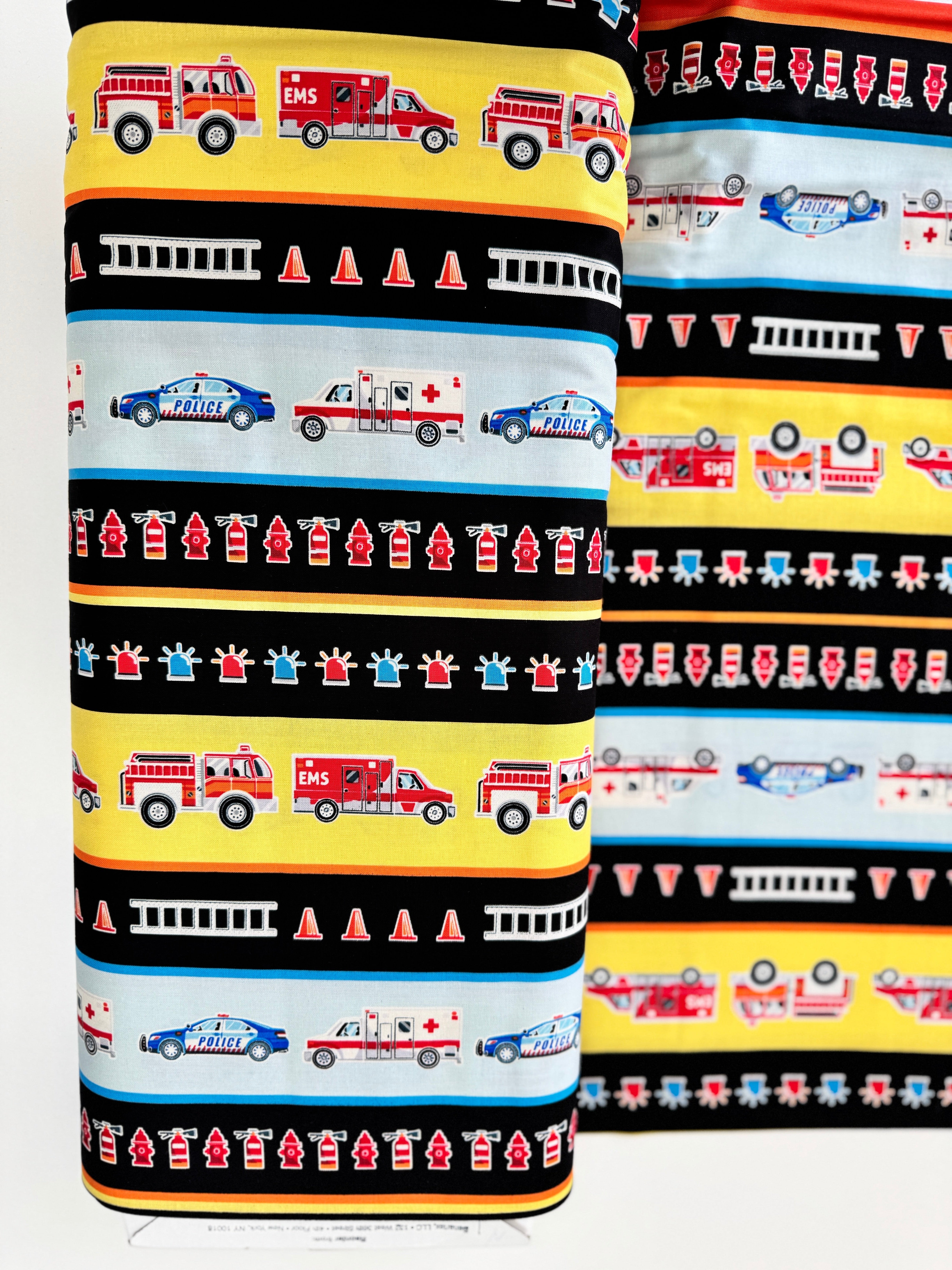 Save the Day Glow in the Dark Stripe Multi Fabric by Kanvas Studio for Benartex