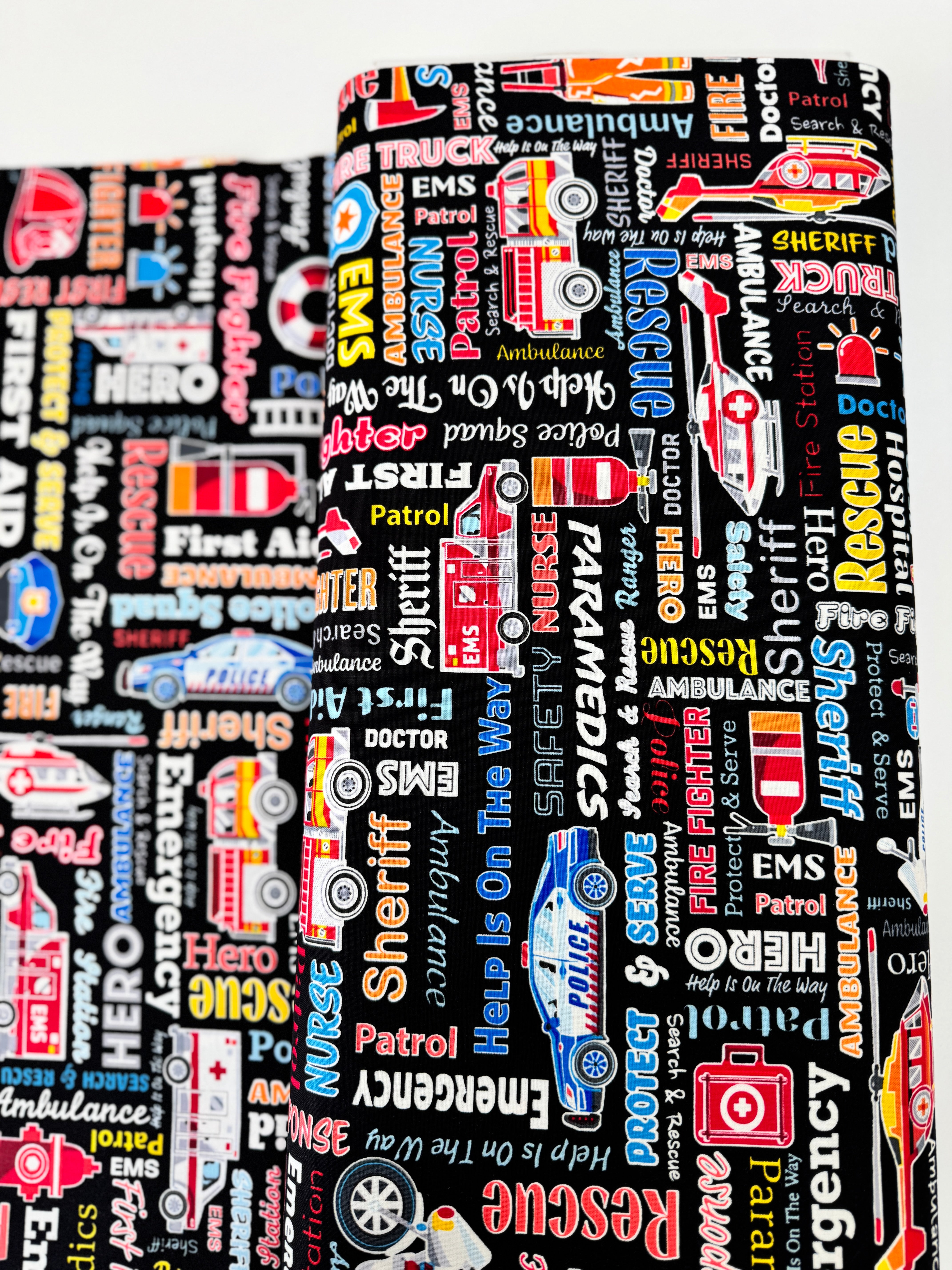 Save the Day Glow in the Dark Black Fabric by Kanvas Studio for Benartex