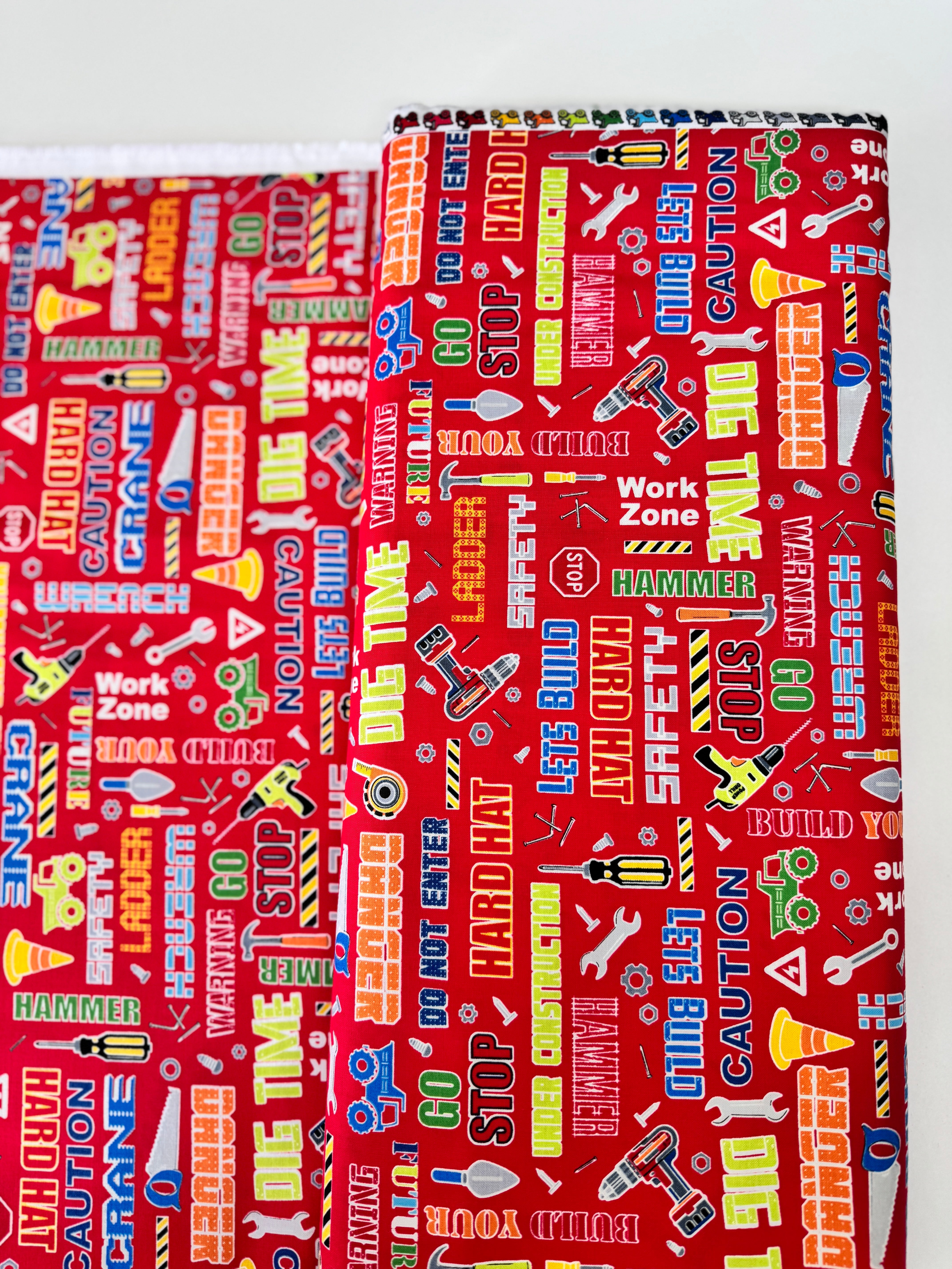 Construction Crew Glow in the Dark Red Fabric by Kanvas Studio for Benartex