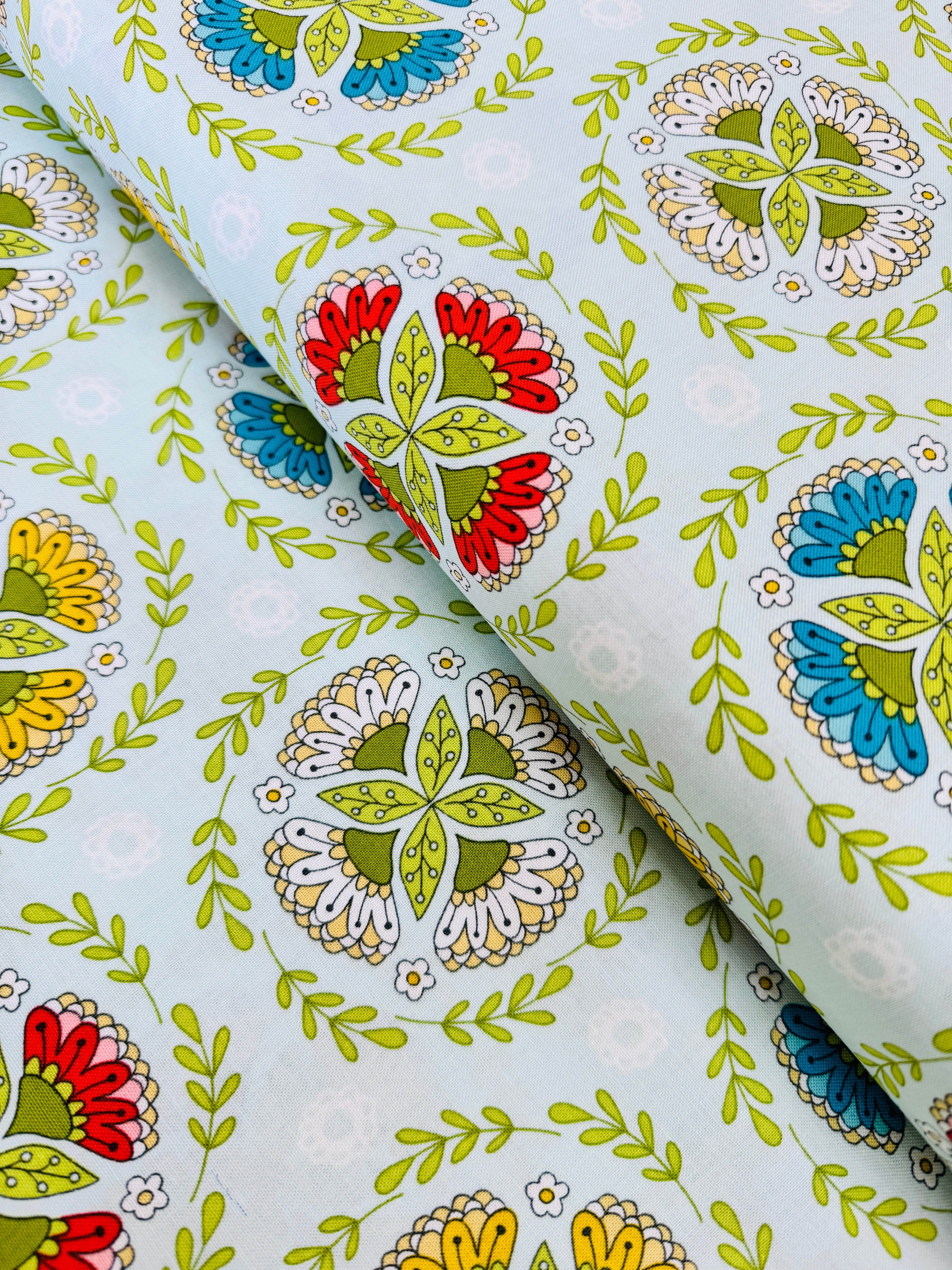 Dutch Treat Dutch Wreath Blue fabric by Betz White for Riley Blake – 100% cotton quilting fabric.
