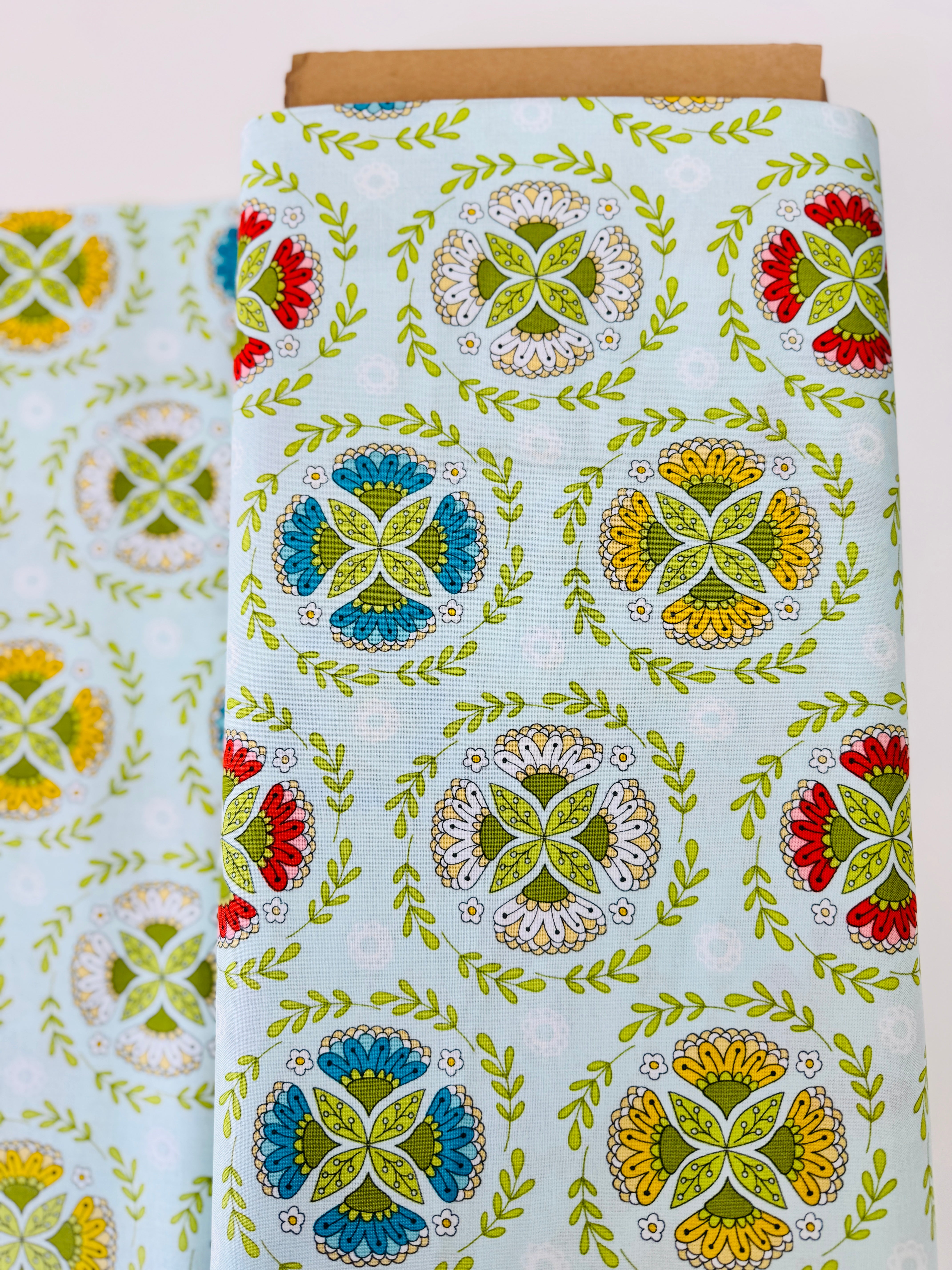 Dutch Treat Dutch Wreath Blue fabric by Betz White for Riley Blake – 100% cotton quilting fabric.