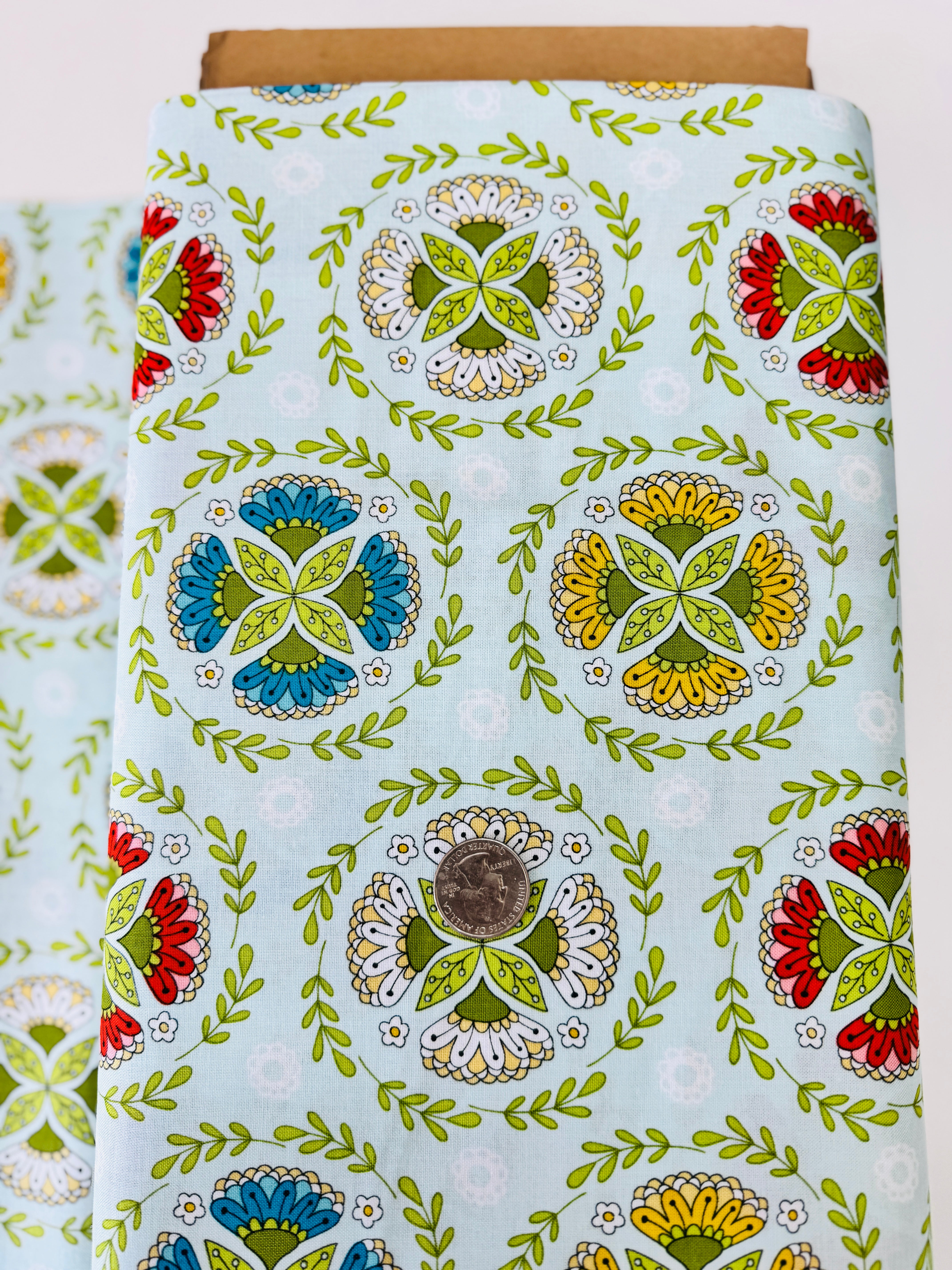 Dutch Treat Dutch Wreath Blue fabric by Betz White for Riley Blake – 100% cotton quilting fabric.