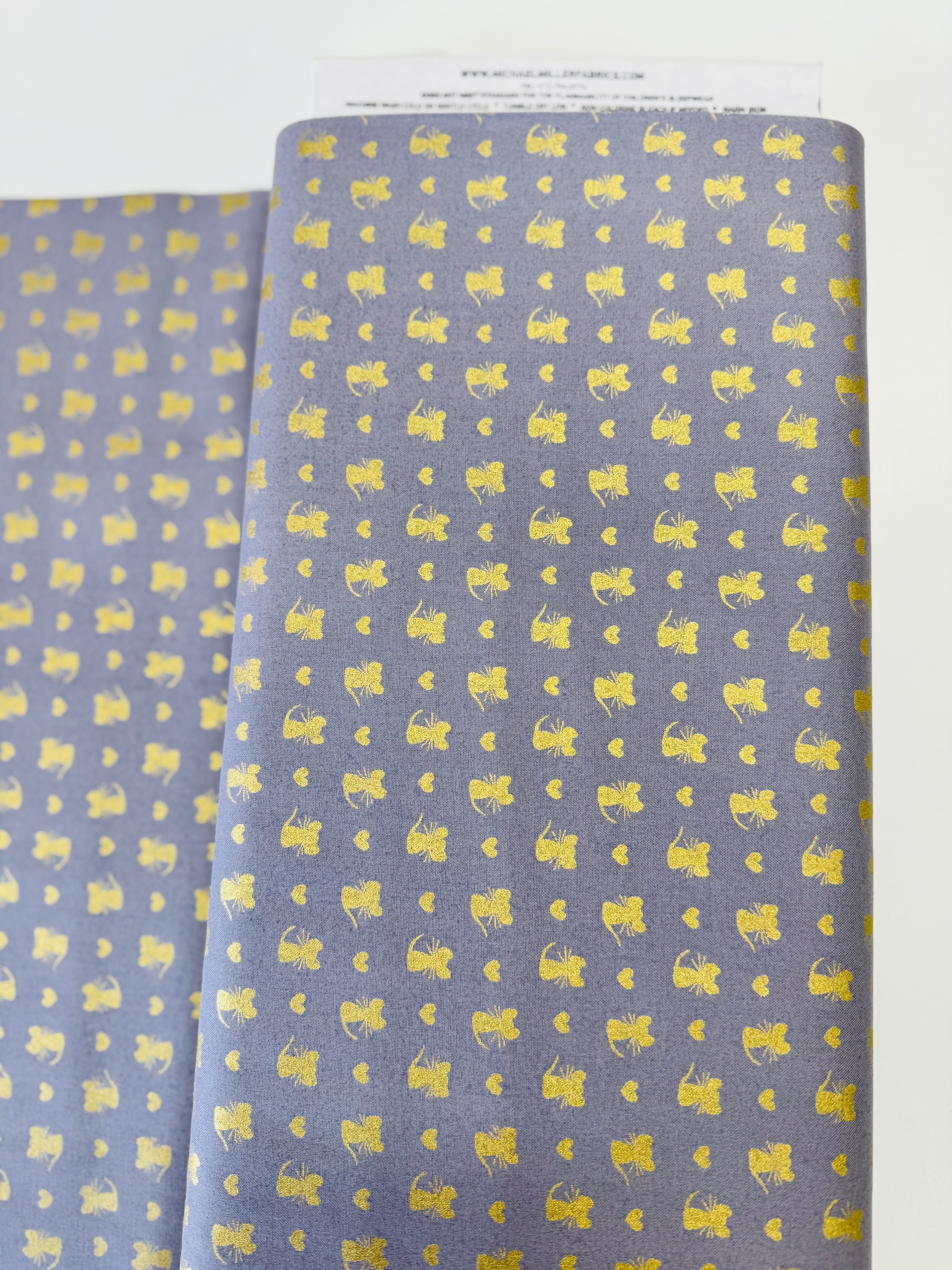 Glitter Critters Nice Mice on Pewter with Gold Glitter by Michael Miller Fabrics – whimsical 100% cotton quilting fabric.