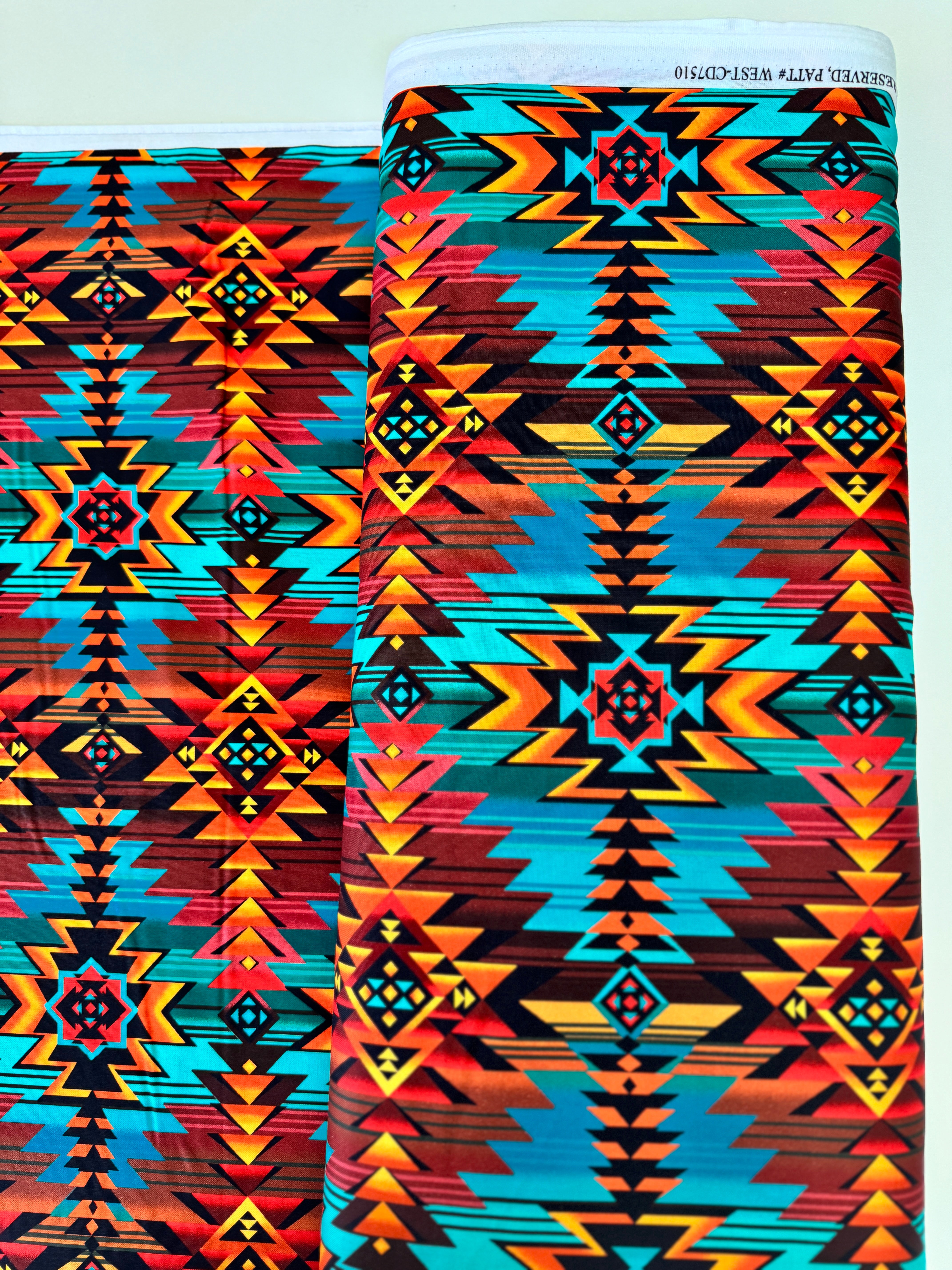Southwest Blanket Print Turquoise fabric by Timeless Treasures – 100% cotton Southwestern pattern for quilts and rustic décor.