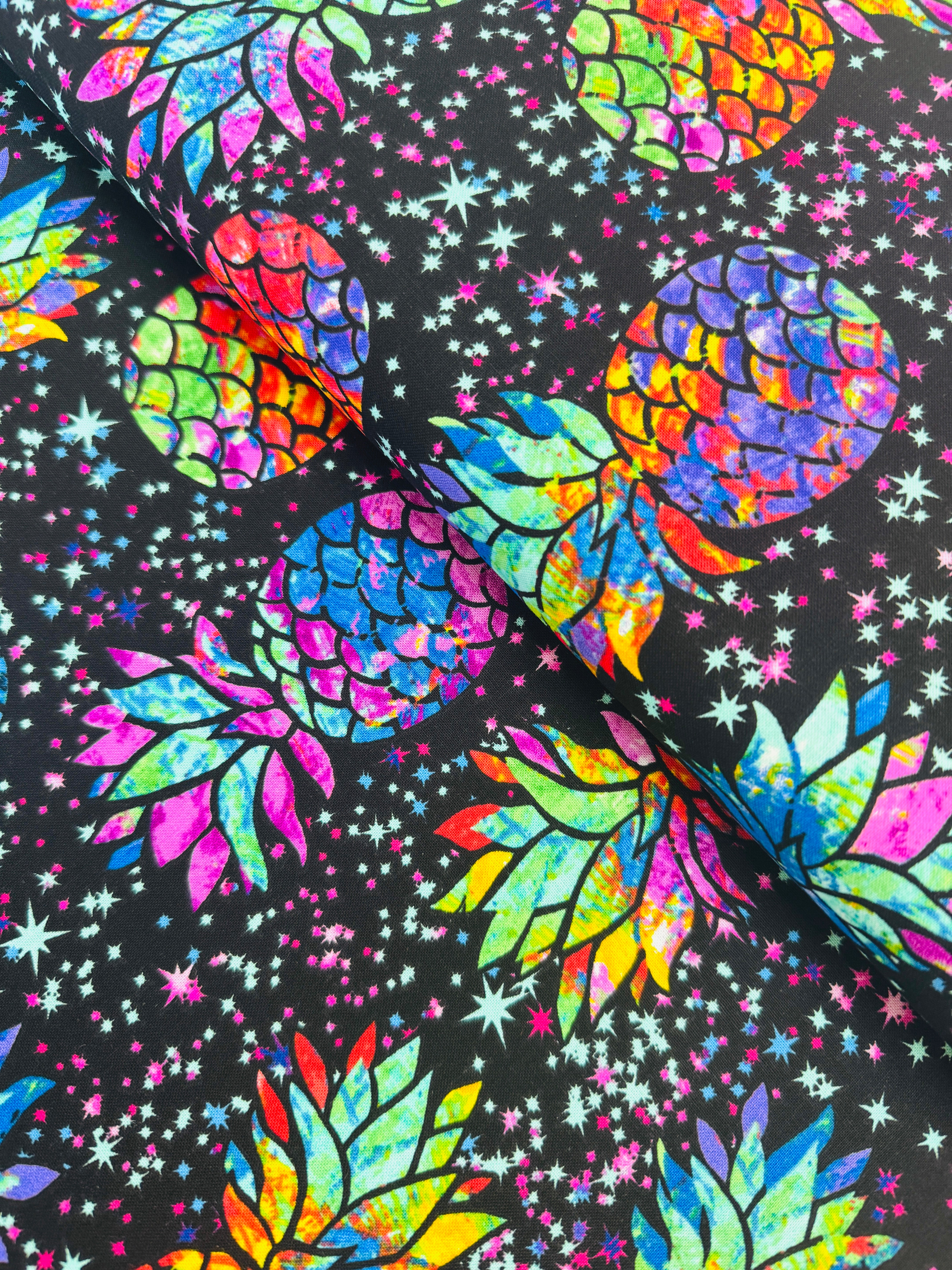 Midnight Tropical - Galaxy Pineapples Yardage