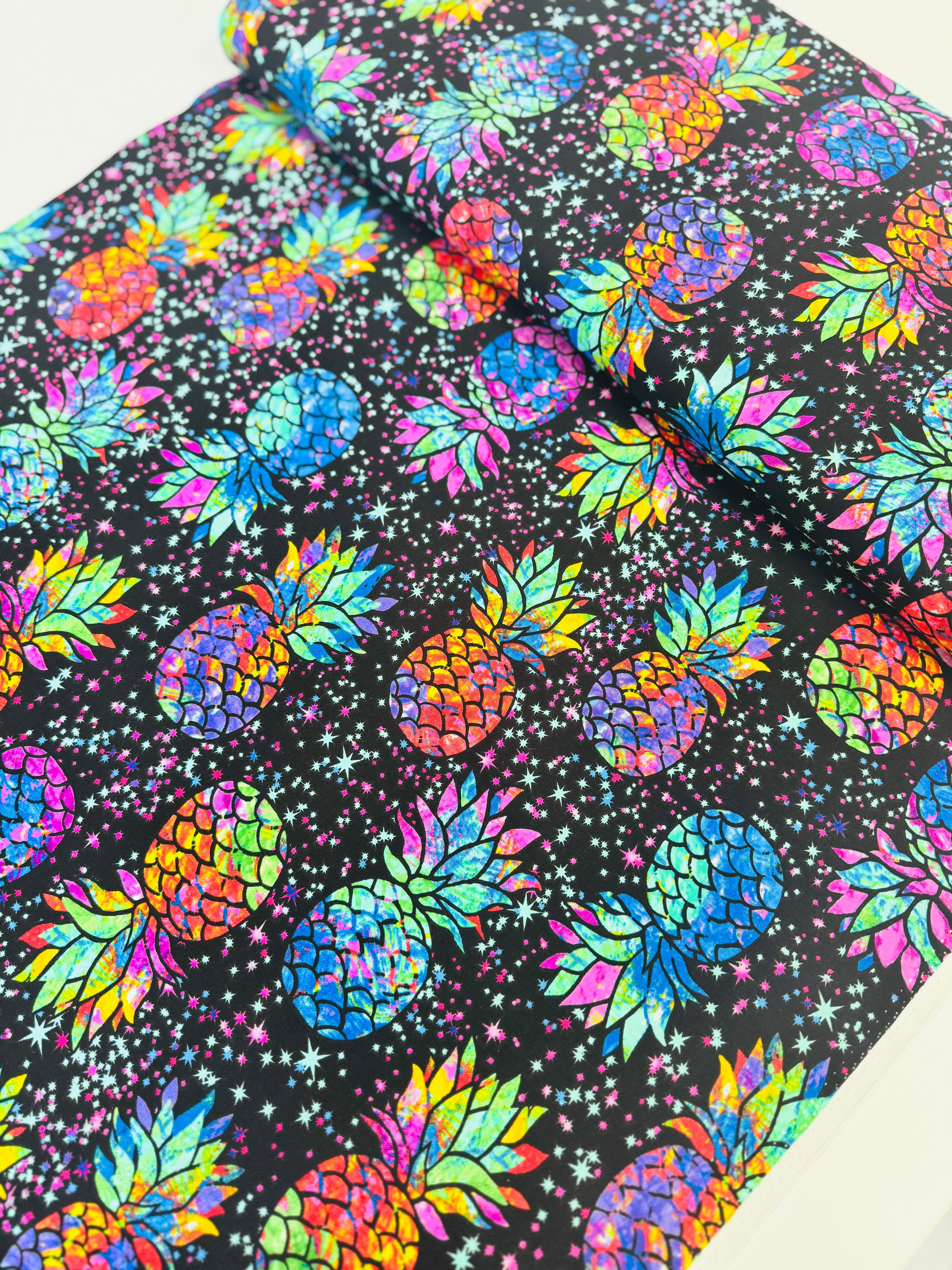 Midnight Tropical - Galaxy Pineapples Yardage