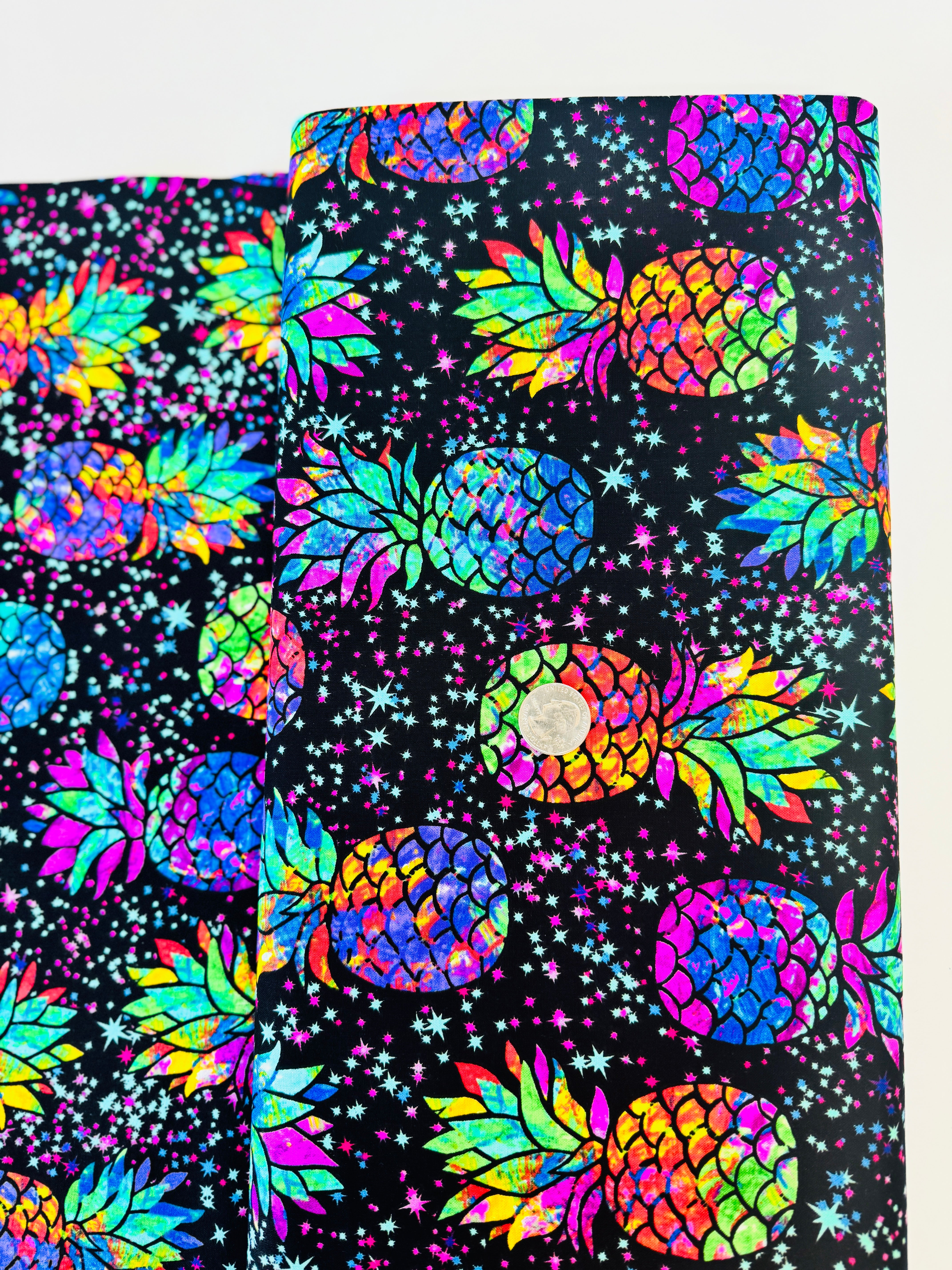 Midnight Tropical - Galaxy Pineapples Yardage