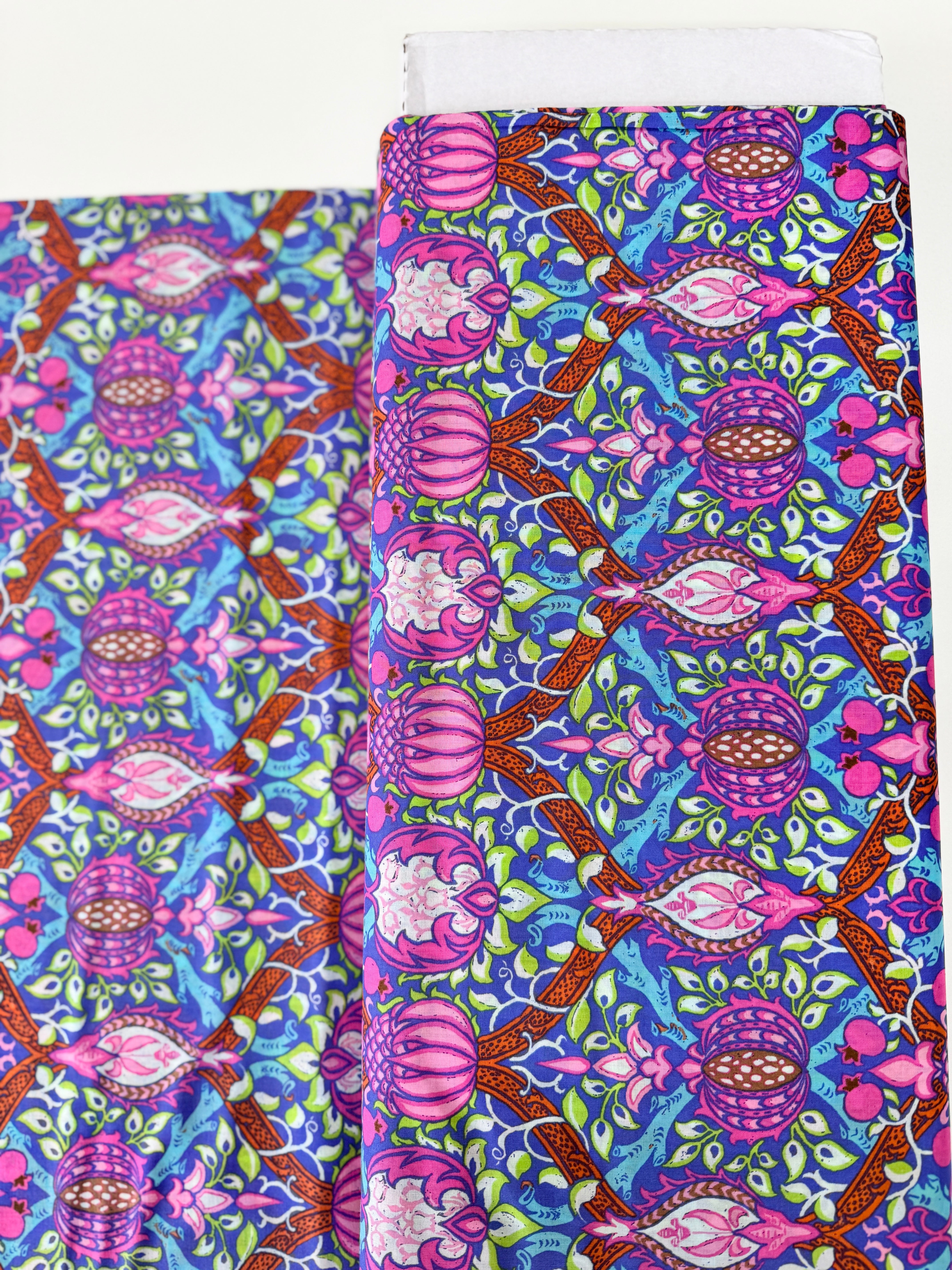 Granada Purple cotton lawn fabric by Kaffe Fassett & The Original Morris & Co. for Free Spirit Fabrics – lightweight soft apparel fabric.