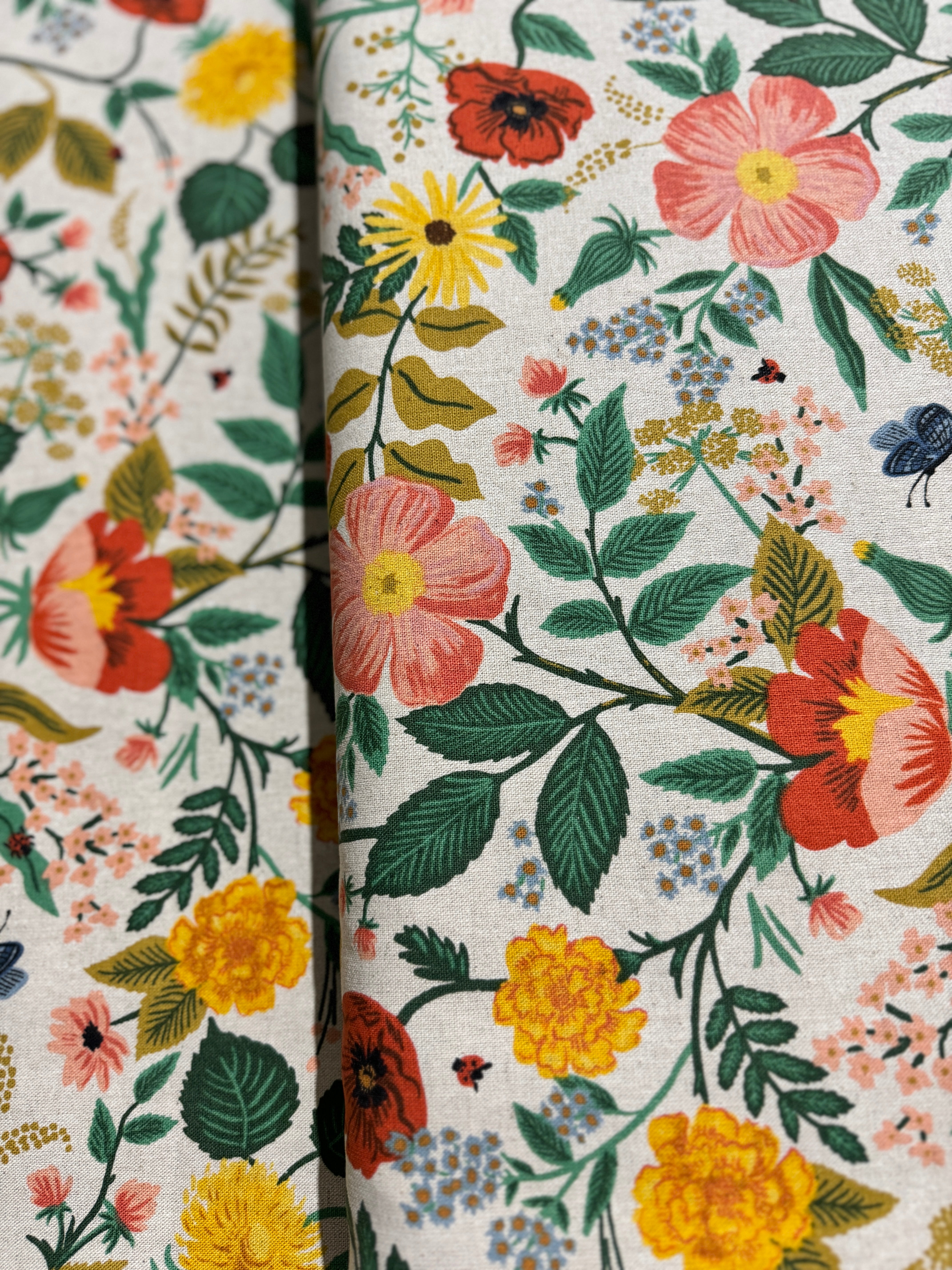 Camont - Poppy Fields - Natural Unbleached Canvas Yardage