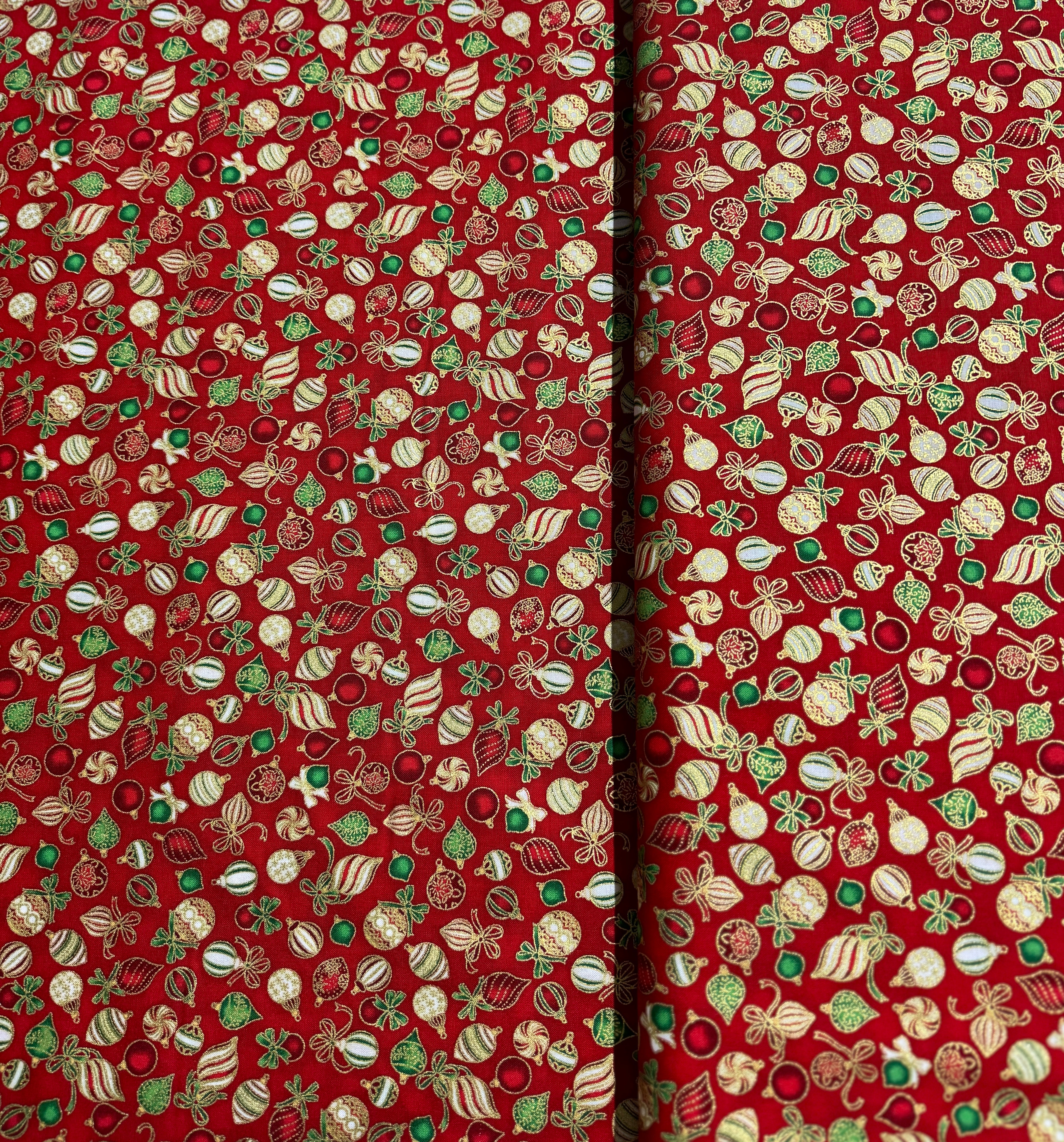 Holiday Charms - Holiday Ornaments Red Gold Yardage