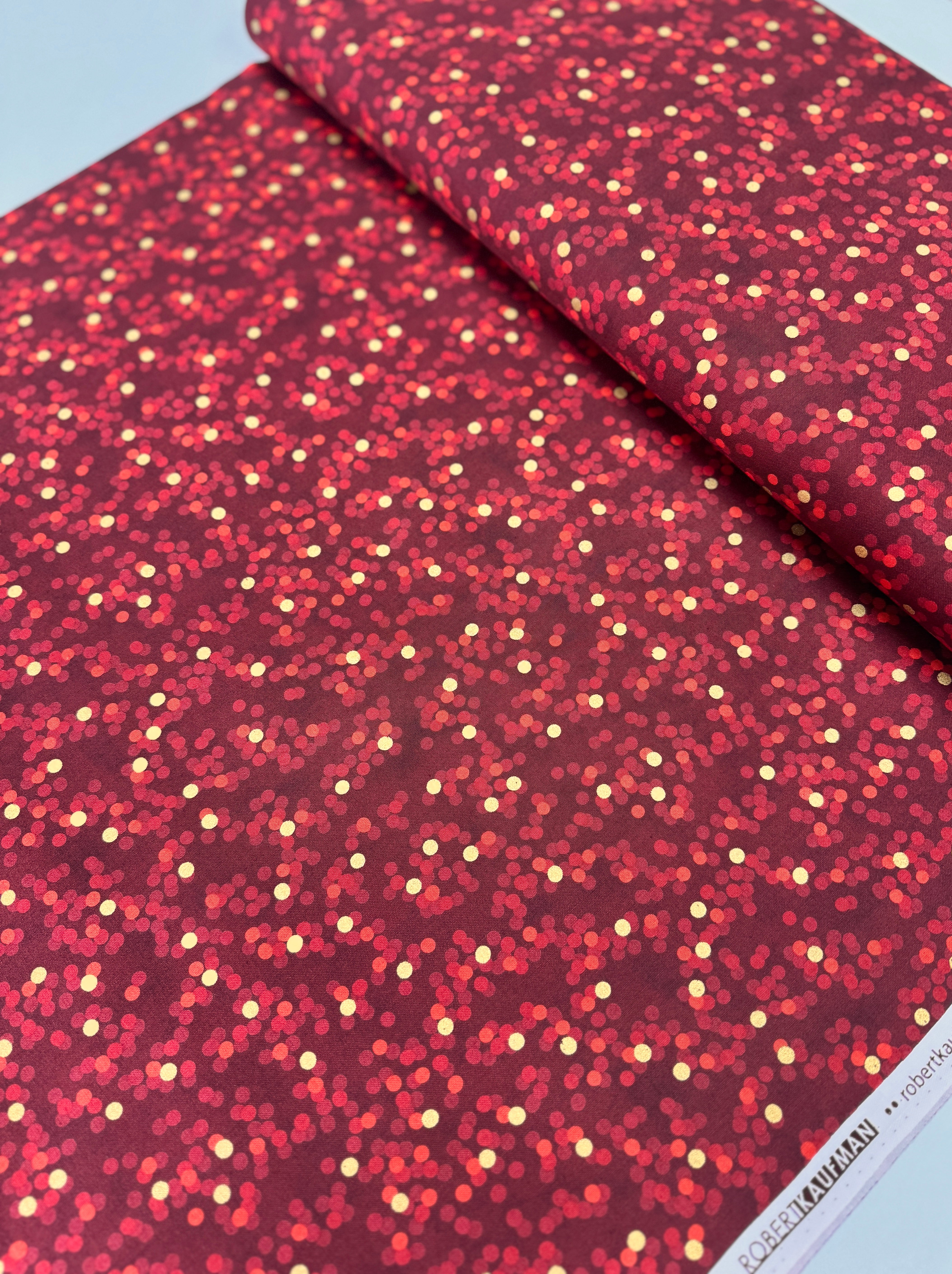 Sweet Pumpkin Spice - Dots Cranberry Metallic Yardage