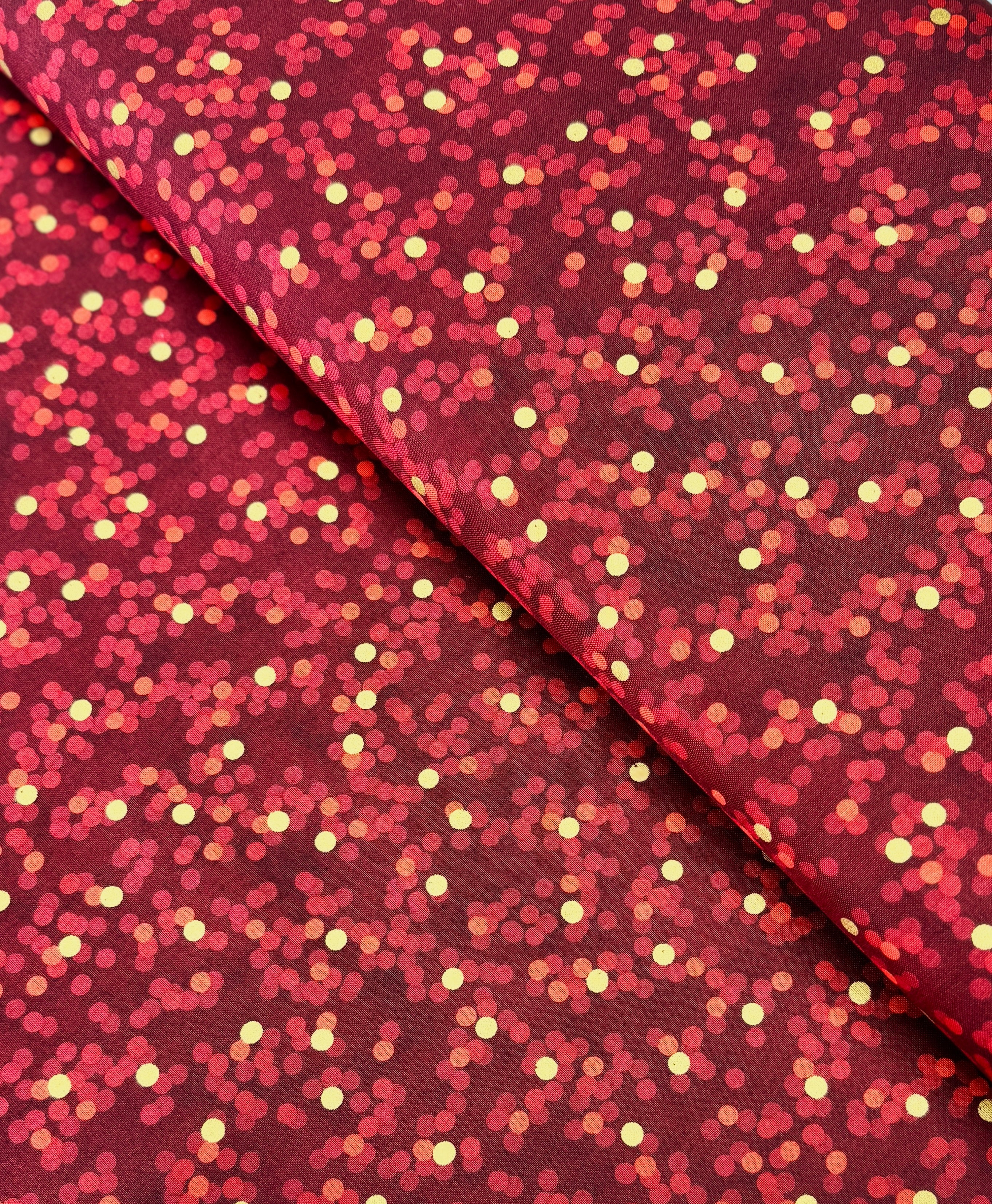 Sweet Pumpkin Spice - Dots Cranberry Metallic Yardage