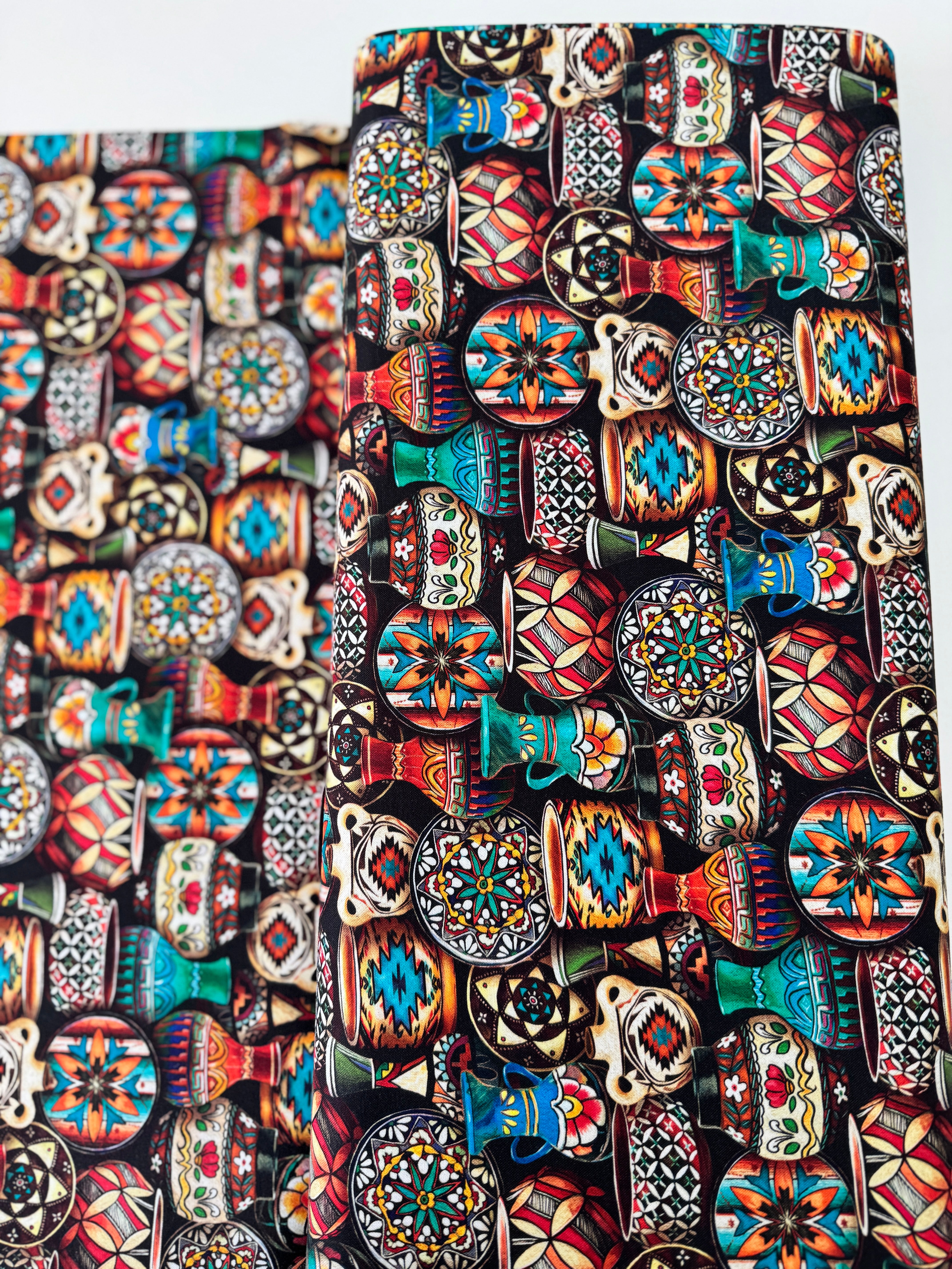 Painted Cactus - Southwest Pottery Yardage