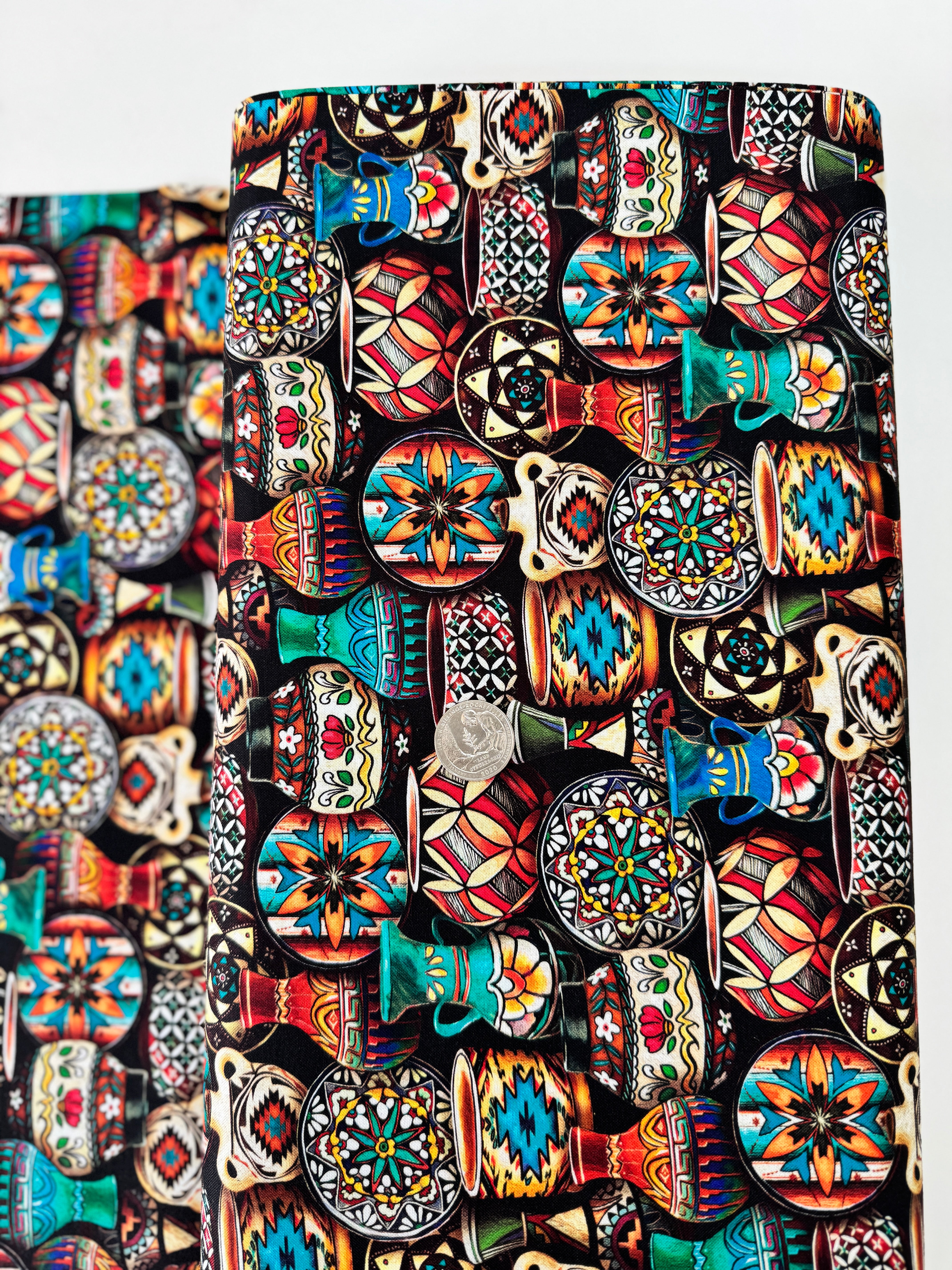 Painted Cactus - Southwest Pottery Yardage