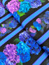 Midnight Bloom - Hydrangea Floral 11 inch Stripe Yardage