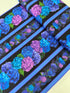 Midnight Bloom - Hydrangea Floral 11 inch Stripe Yardage