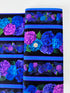 Midnight Bloom - Hydrangea Floral 11 inch Stripe Yardage