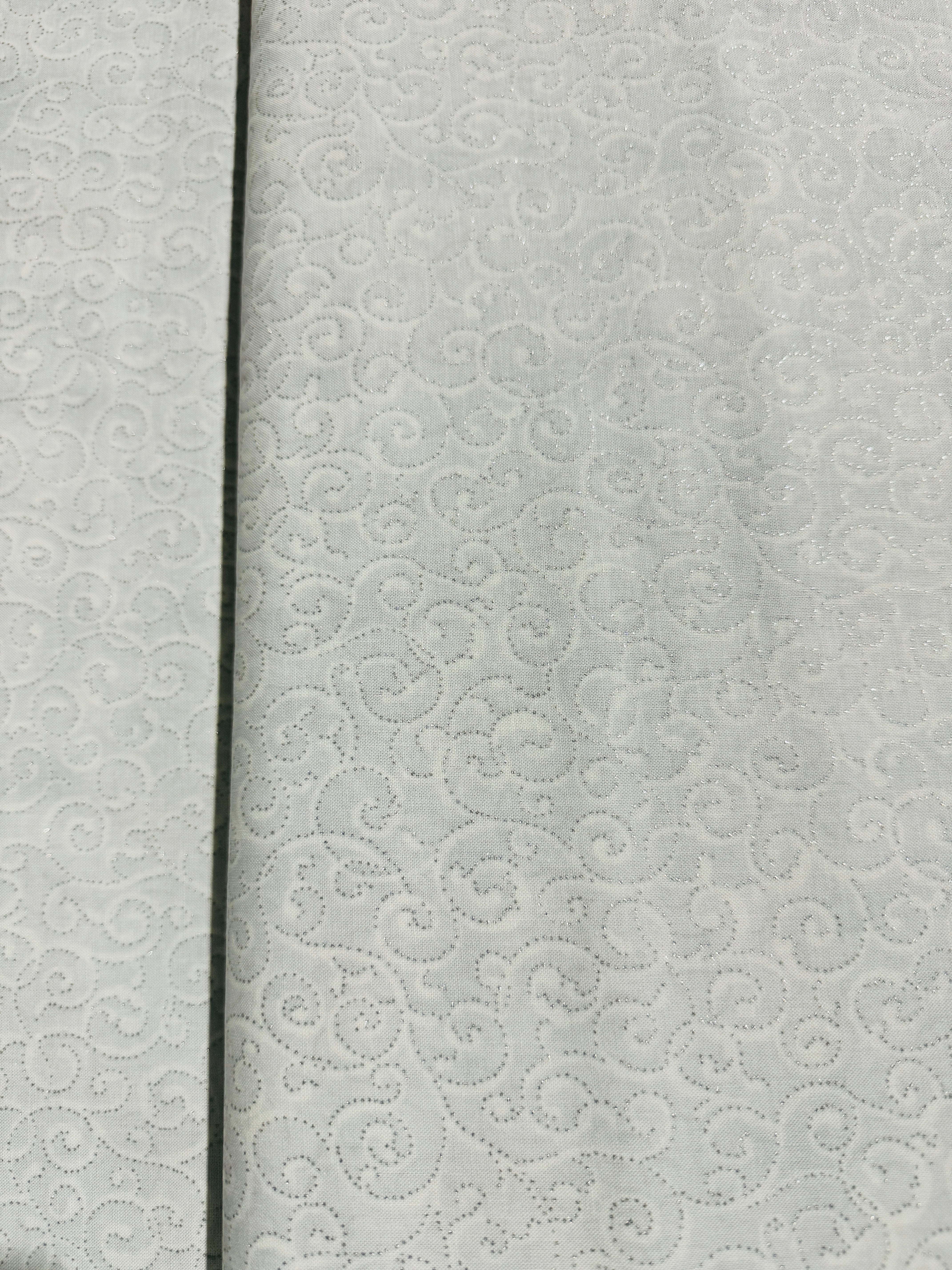 Holiday Wishes - Dotty Scroll Ice/Silver Metallic Yardage